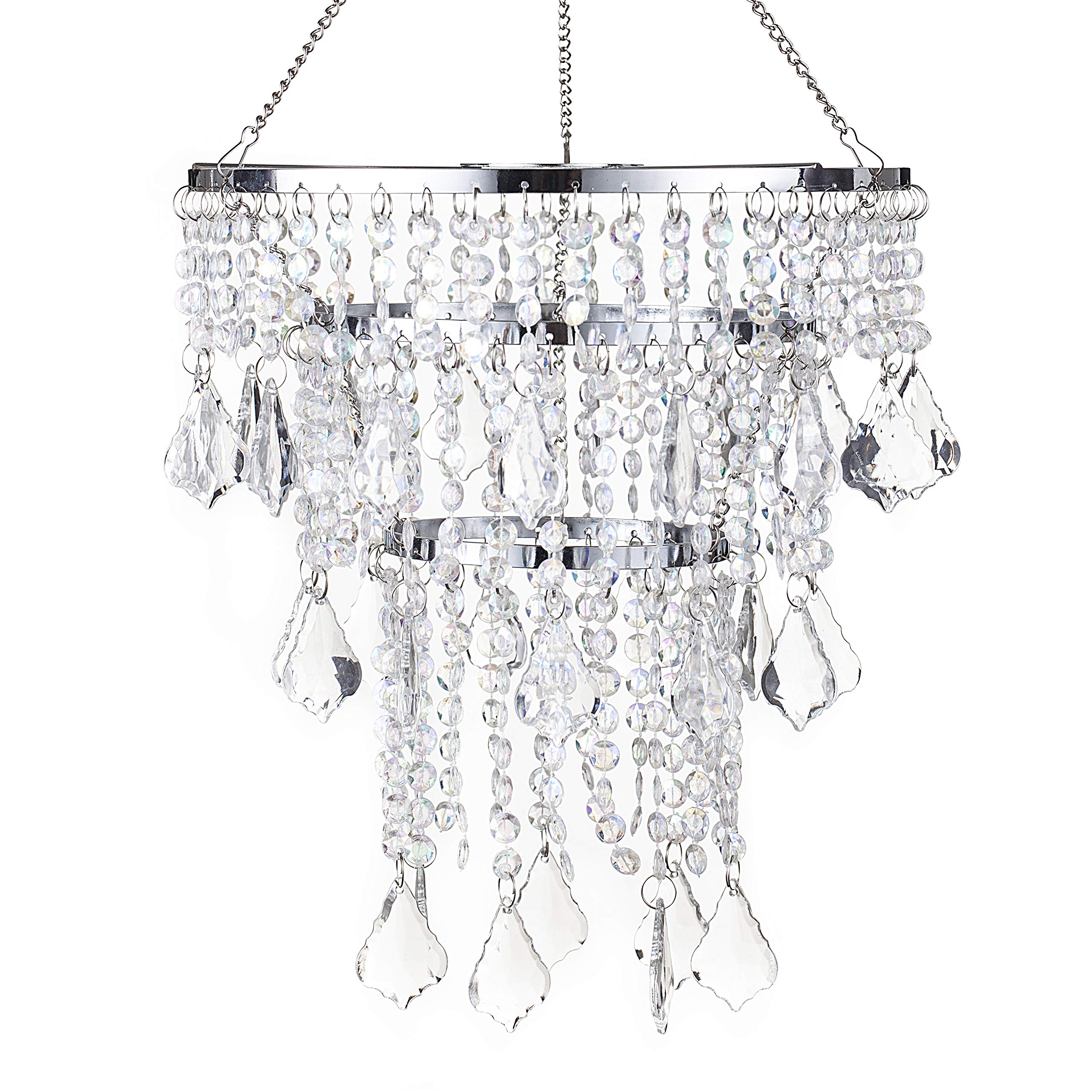 Sunli House Acrylic Chandeliers Lampshade - Mini Crystal Beaded Fixture - Pendant Ceiling Light Shade - For Wedding Bedroom Hallway Bathroom - Gold Chandelier H11.4X D9.84