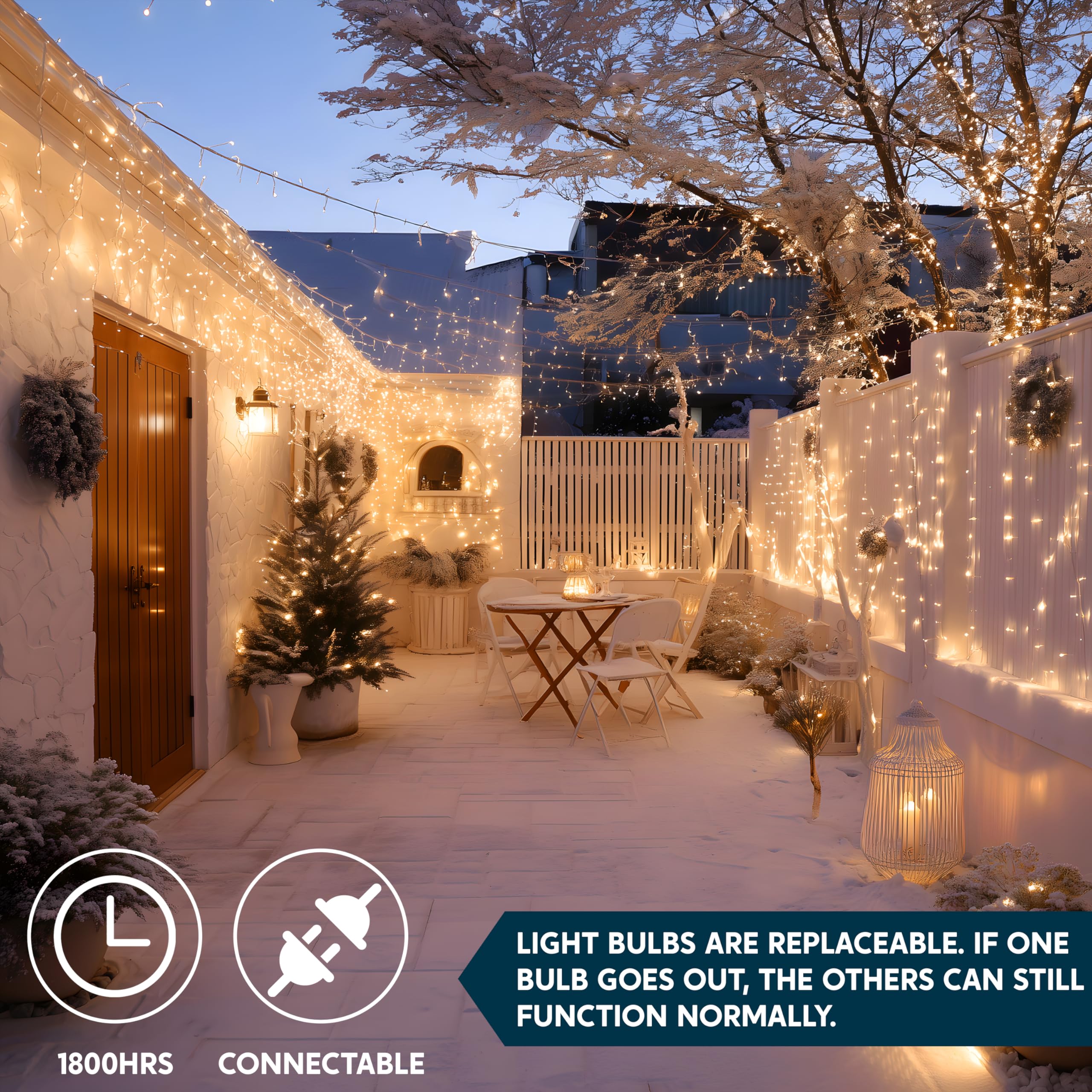 Joiedomi Christmas String Lights, 100 Count Mini Warm Fairy Lights, 21.5FT White Wire Indoor Decor for Parties, Weddings, and Holidays