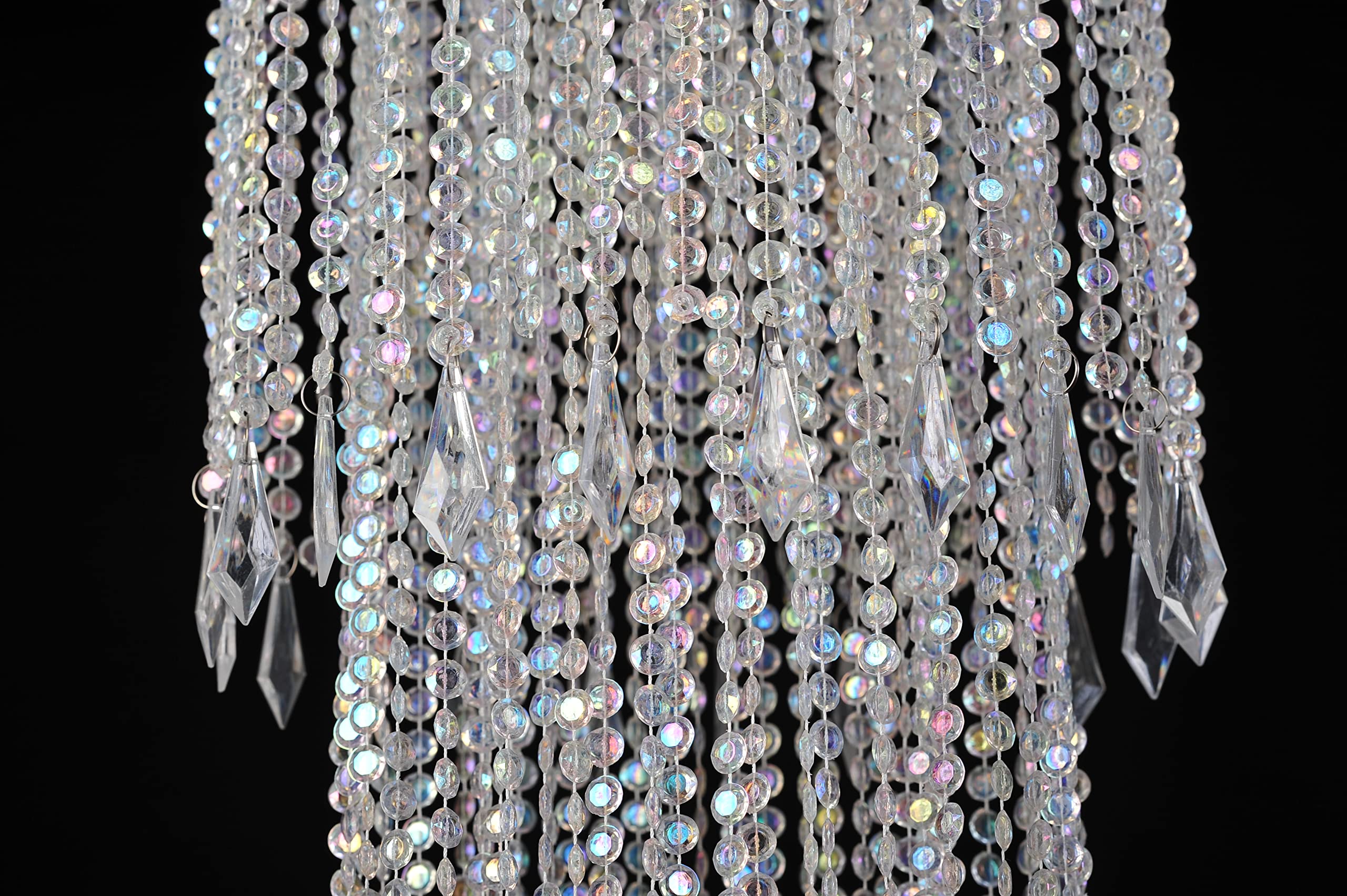 Flavorthings Beaded Chandelier,Sparkling Iridescent Acrylic Beaded Hanging Chandelier,4 Tiers Beads Pendant Shade, Ceiling Chand