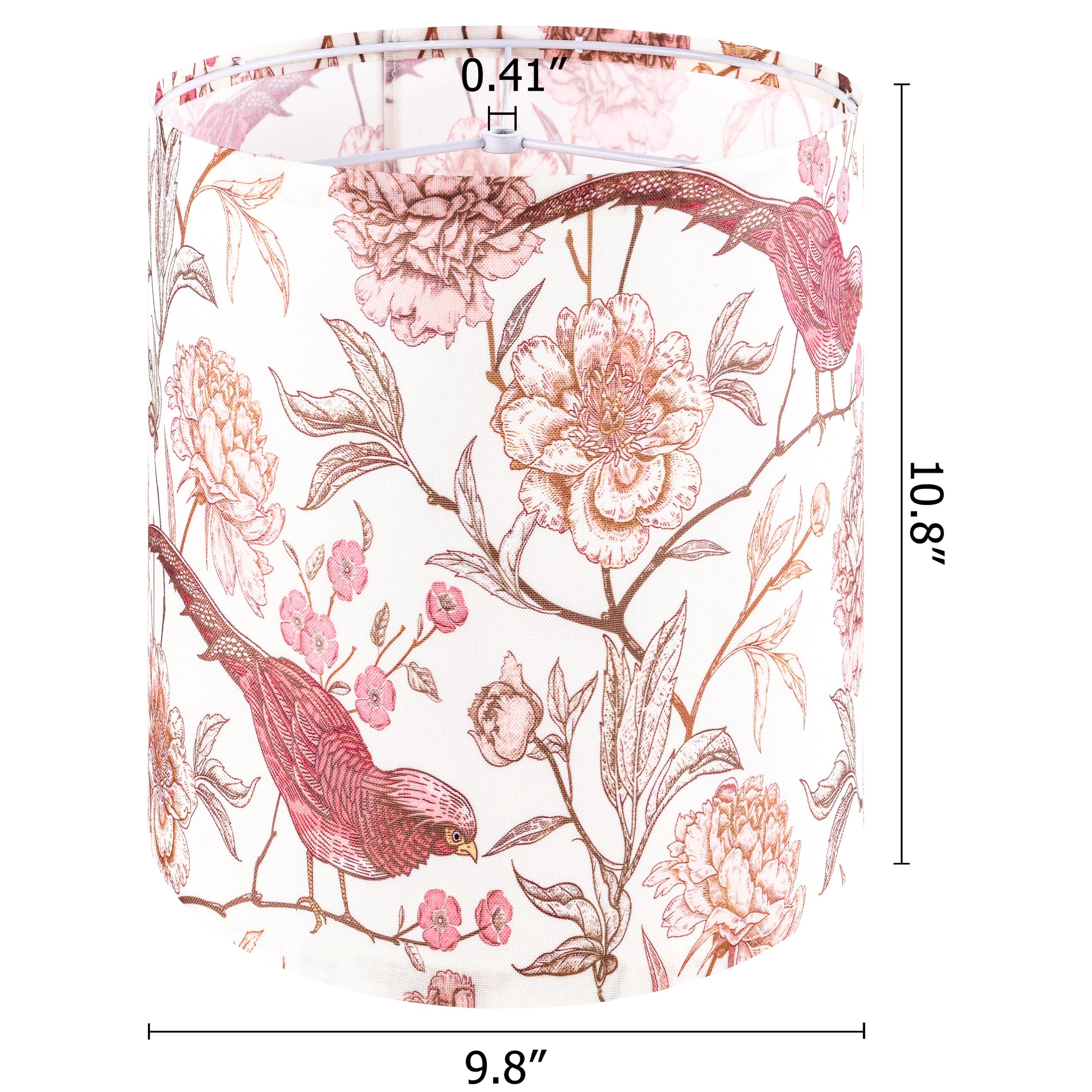 Go&So Tall Drum Lamp Shade, Birds And Flowers Printed Lamp Shades Set Of 2 Lamp Shades For Table Lamps, 9.8'' Top X 9.8'' Bottom