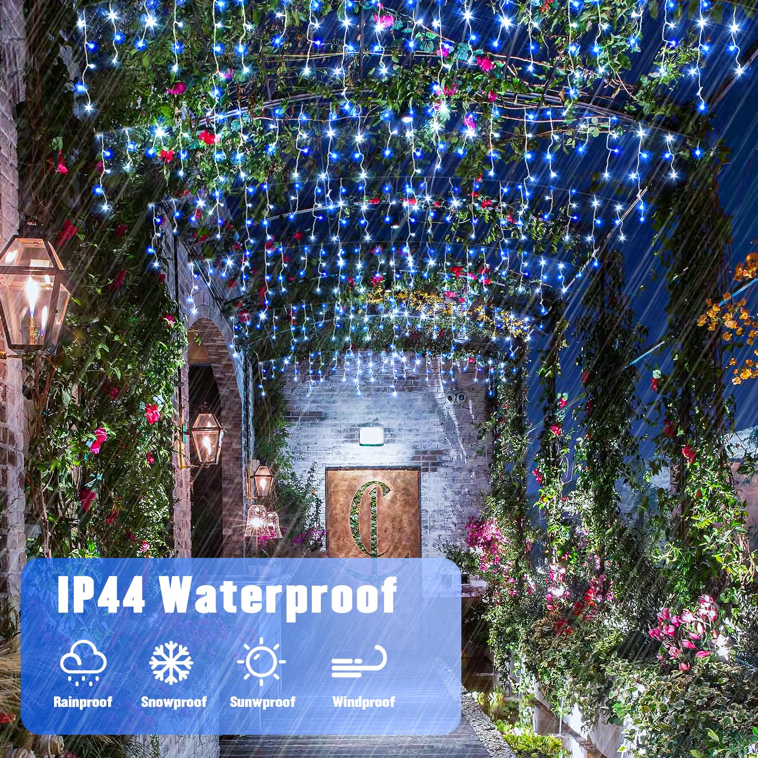 Jmexsuss Blue&White Icicle Lights Indoor Outdoor, 38.8Ft 400 Led Icicle Christmas Lights For Outside, Icicle String Lights With