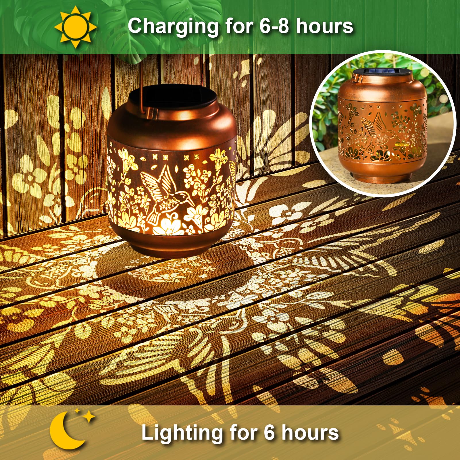 Solar Lantern Outdoor Waterproof Gifts For Women Mom Grandma Mothers Day Hummingbird Garden Decor Hanging Solar Lights Yard Deco