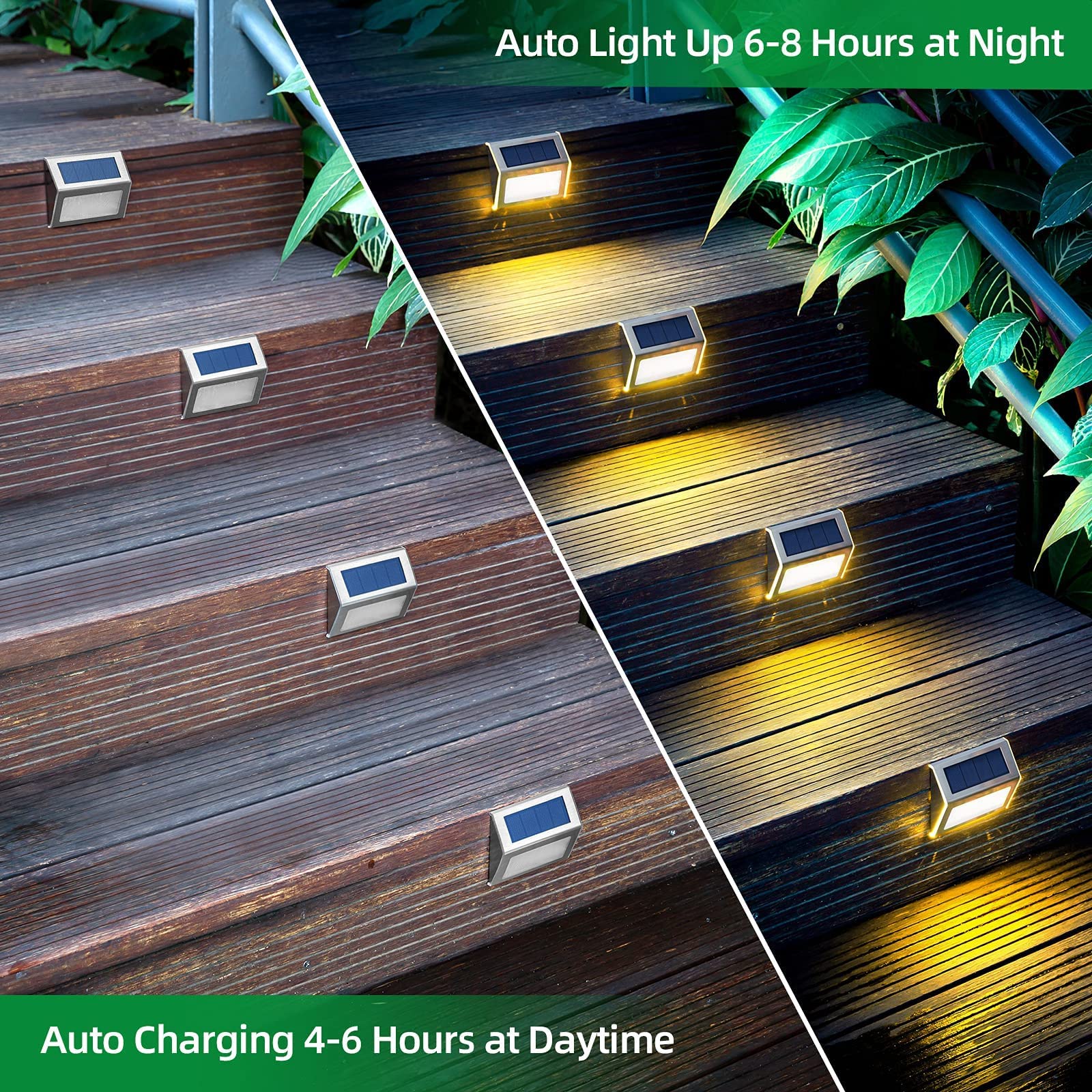 JSOT Solar Lights Outdoor - Waterproof LED Lamp for Deck & Garden - 8 Pack - Warm White - Acrylonitrile Butadiene Styrene