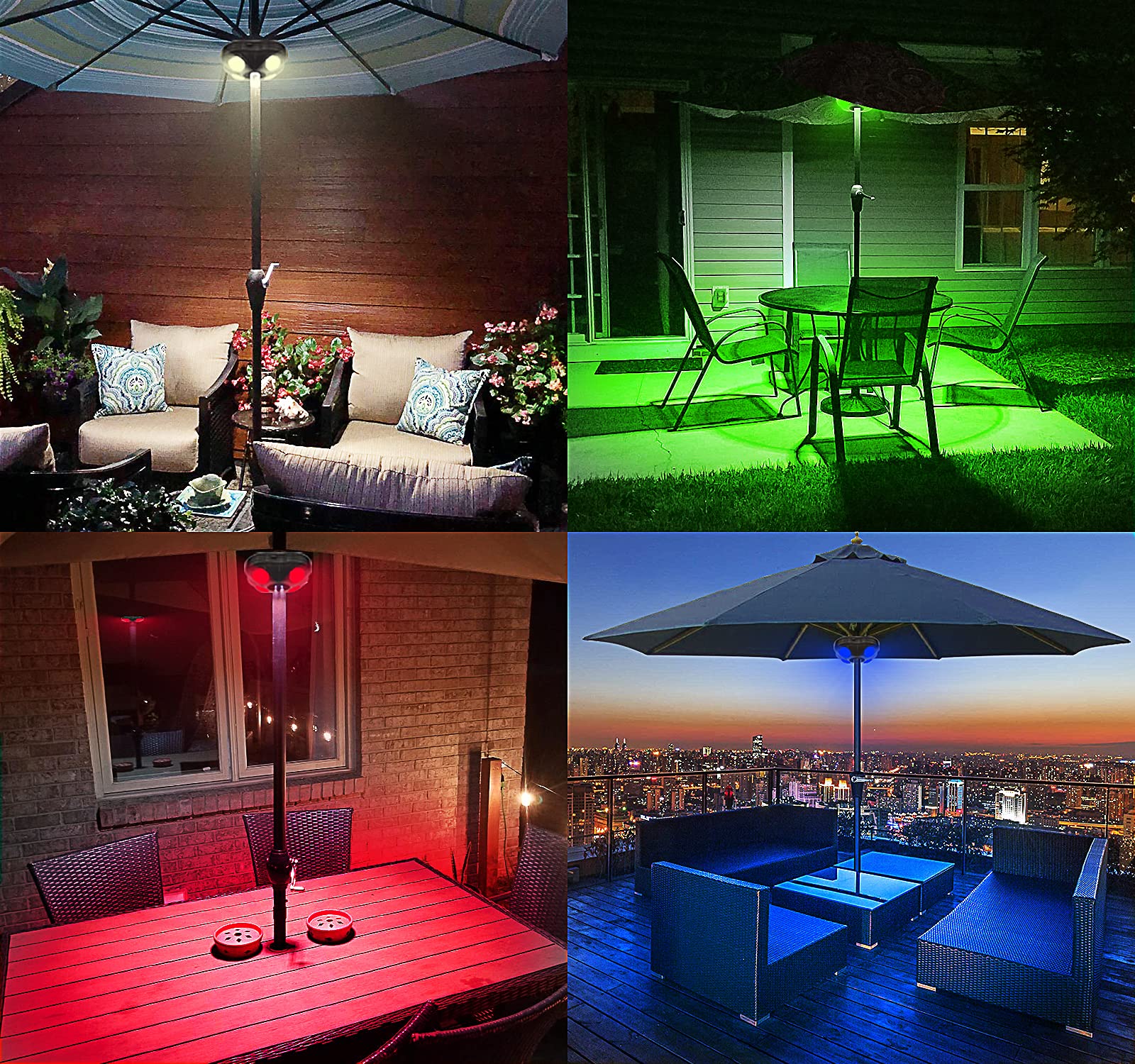HONWELL Patio Umbrella Light, Wireless LED with Remote, 12 Color Changing, Brown, Model H1040IR-16C-1B