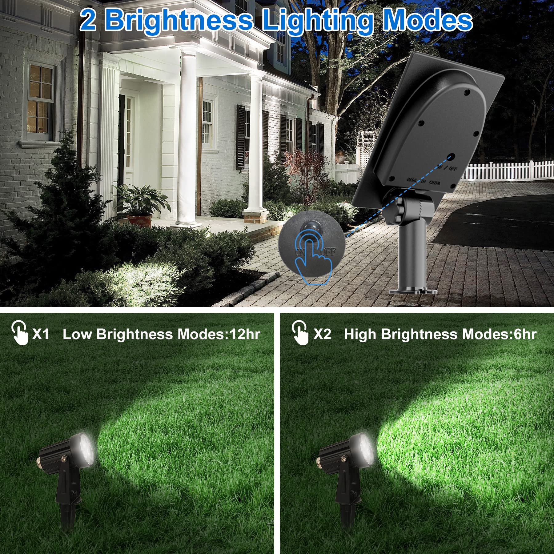 CREPOW Solar Spot Lights Outdoor, IP65 Waterproof, 4 Pack, 9.8ft Cable, Cold White, Model TS-S4201