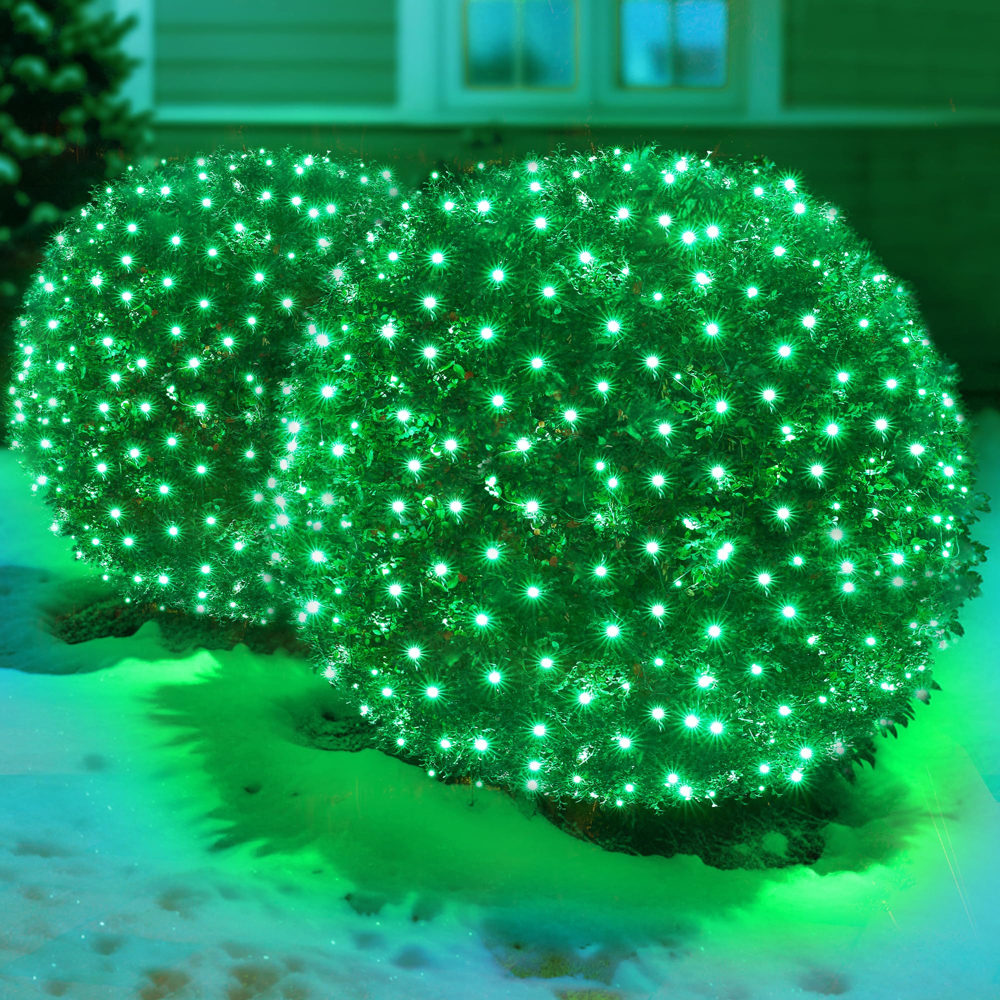 Sylampow Led Green Christmas Net Lights Outdoor Christmas Bushes Lights 120Led 6ftx5ft, Connectable Outdoor Indoor Christmas Mes