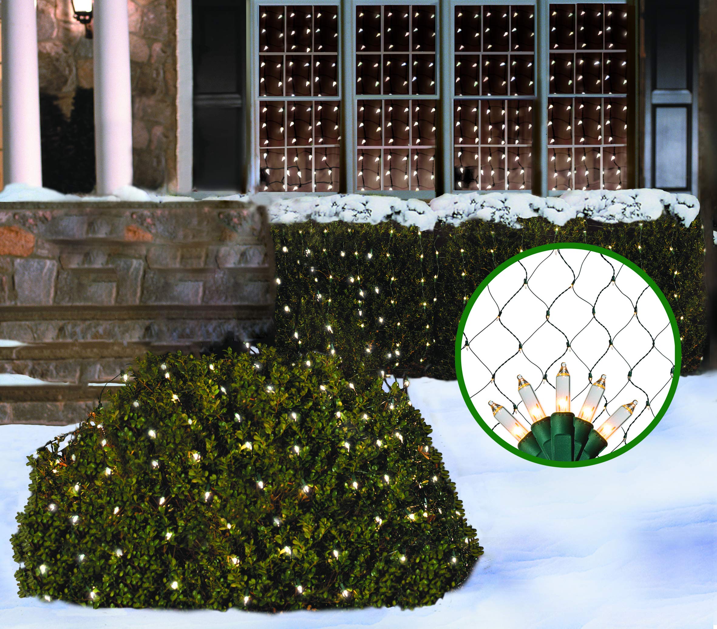 Tupkee Christmas Light Net – 150 Clear Warm Mesh Lights - Random Shimmering Twinkle Lights - 21 Of 150 Lights Twinkle - 4 Ft X 6 Ft – Outdoor/Indoor – Net Lights For Bushes, Hedges Or Trees