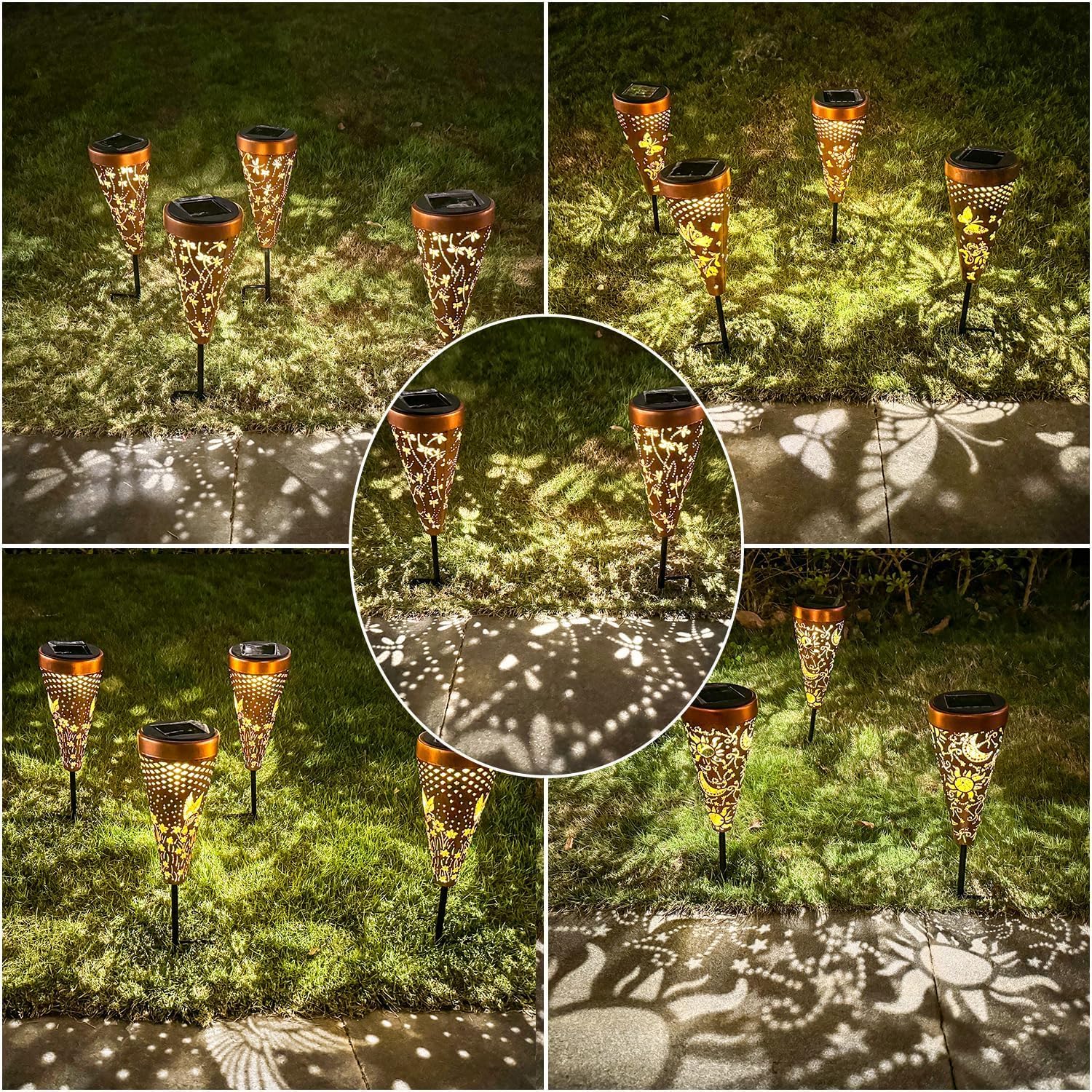 4 Pack Dragonfly Solar Garden Pathway Lights Outdoor,Metal Garden Decorations Outdoor Lights With Patterns And Warm Light,Waterp