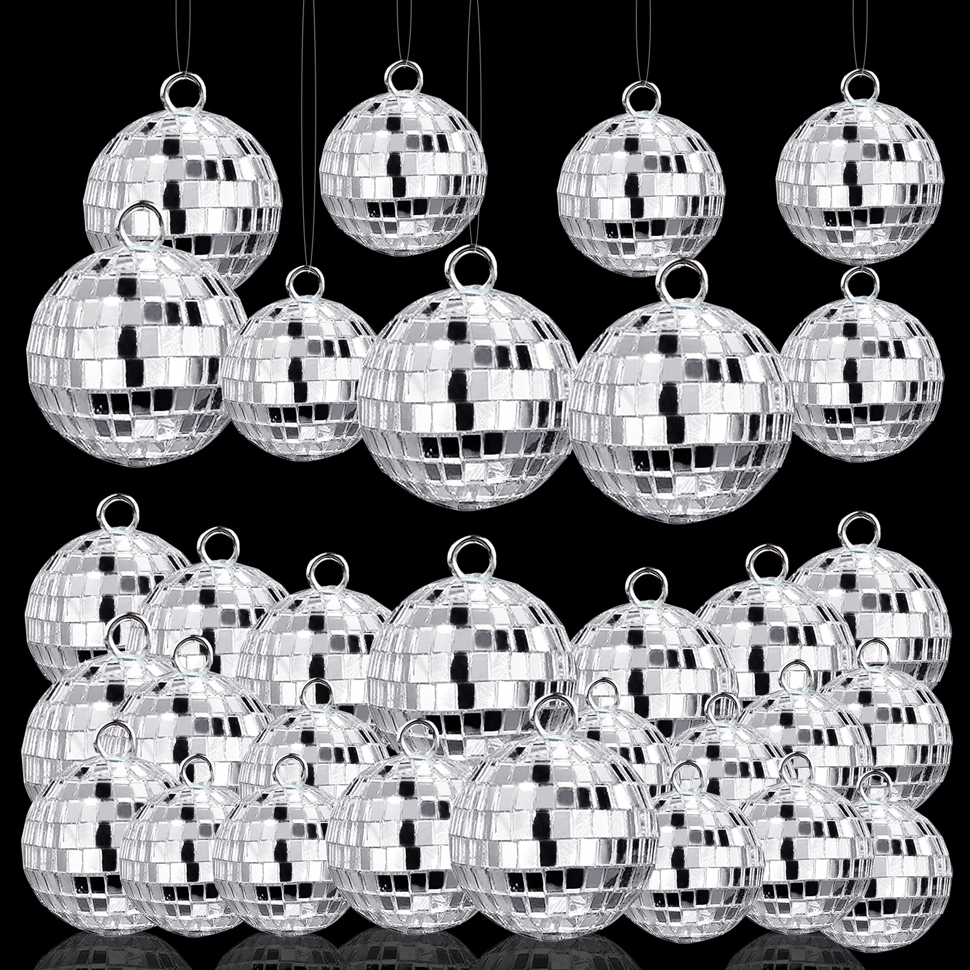 40 Pcs Disco Balls Ornaments Silver Mini Disco Balls Reflective Mirror Ball Cake Decoration 70S Disco Party For Christmas Holiday Party Decor 3 Sizes