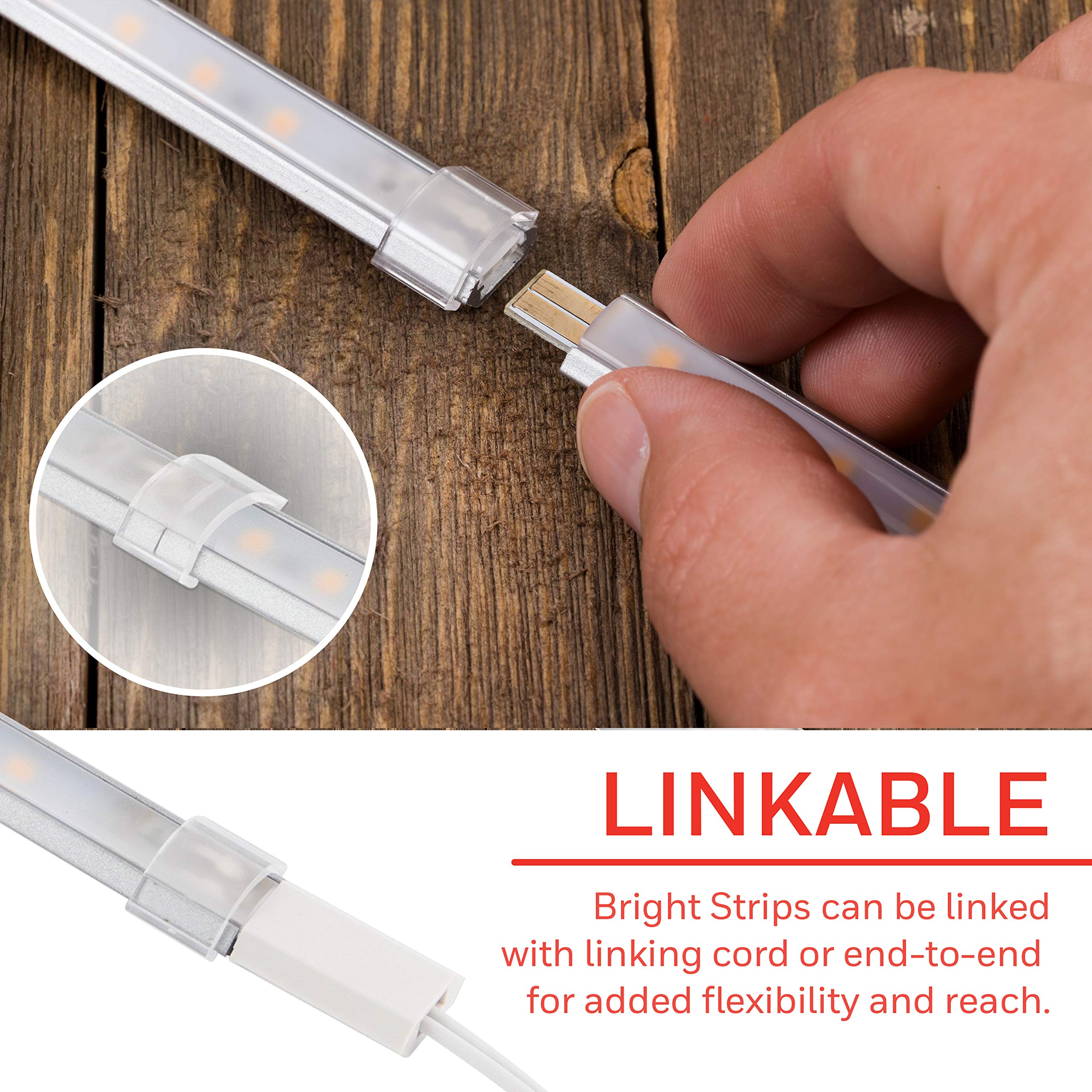 Ultrapro 10In. Linkable Led Strip Lights, 6 Pack, 1650 Lumens, Warm White, Under Cabinet Lighting