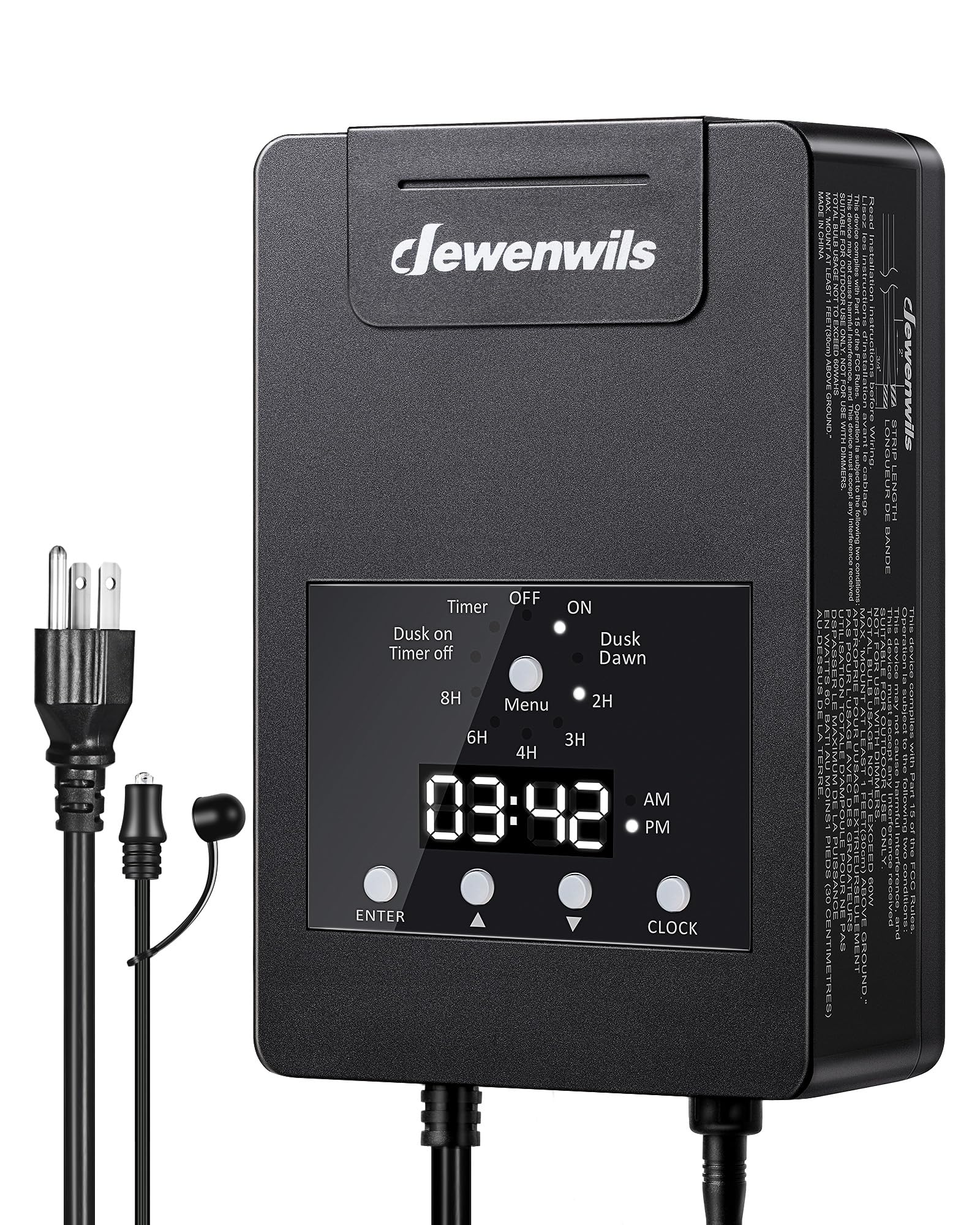 DEWENWILS 120W Low Voltage Transformer with Photocell Sensor & Timer, 120V AC to 12V DC, Weatherproof Landscape Lighting Transfo