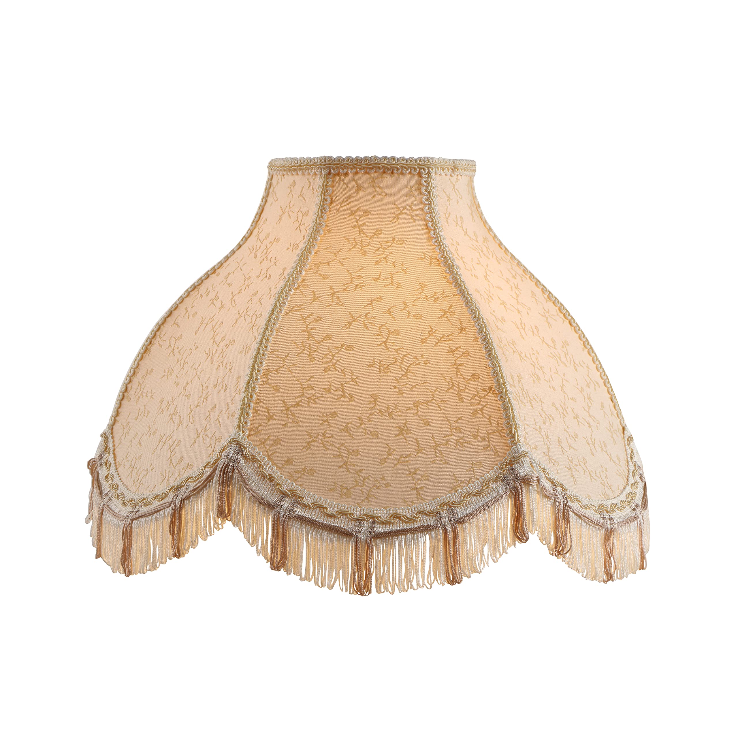 Aspen Creative 30624, Handsewn Scallop Dome Traditional Spider Fringe Lamp Shade/Butter Cream Jacquard Fabric, 6&quot; Top X 17&quot; Bottom X 12&quot; Slant