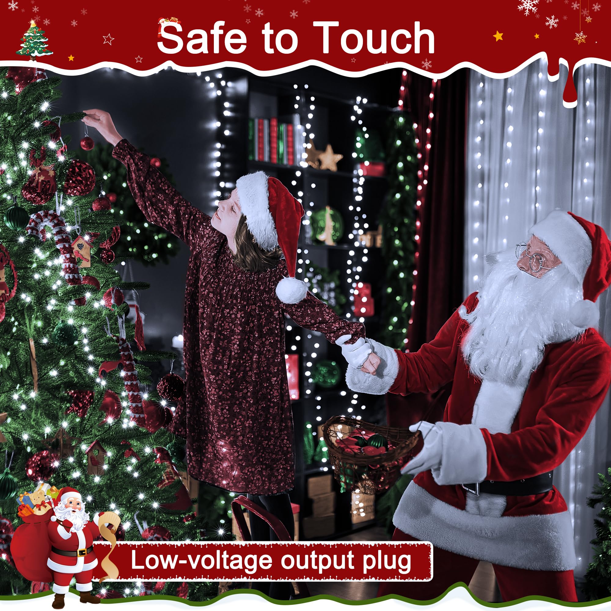 Ccinny 394Ft 1200 Led Christmas Lights Outdoor  White Christmas Tree Lights Plug In  8 Modes Twinkle String Light For Bedroom Wedding Party Ceiling Xmas Home Decoration