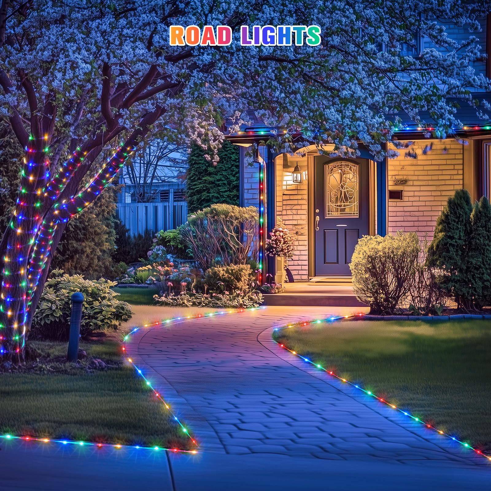JMEXSUSS Solar Rope Lights, 200 LED, 66ft, IP65 Waterproof, Multicolor, 8 Modes, Outdoor Camping and Trampoline Accessories