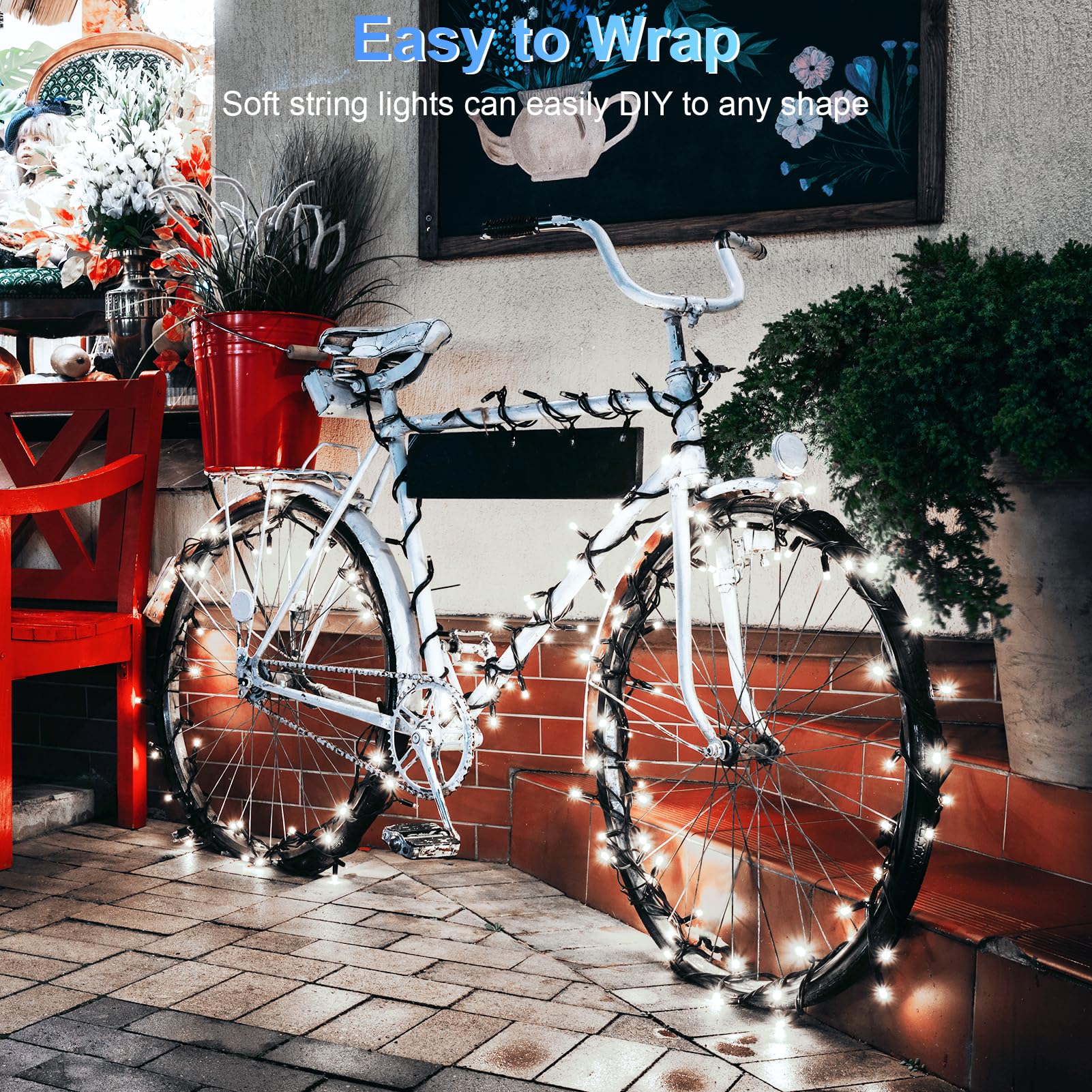 echosari 4 Pack Battery Operated String Lights, 13.2Ft 40 LED, Waterproof, Cool White, Model SD-4P-4M40L-G-CW