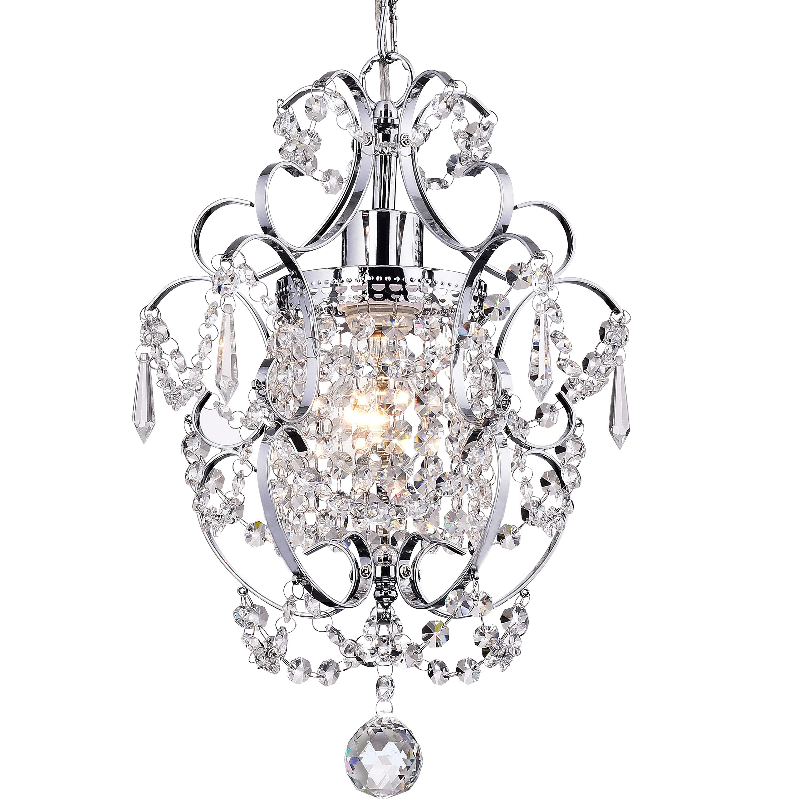 PAPAYA Crystal Chandelier Lighting Chrome Chandeliers 1 Light Modern Iron Ceiling Light Fixture Mini Pendant Lights for Girls Ro