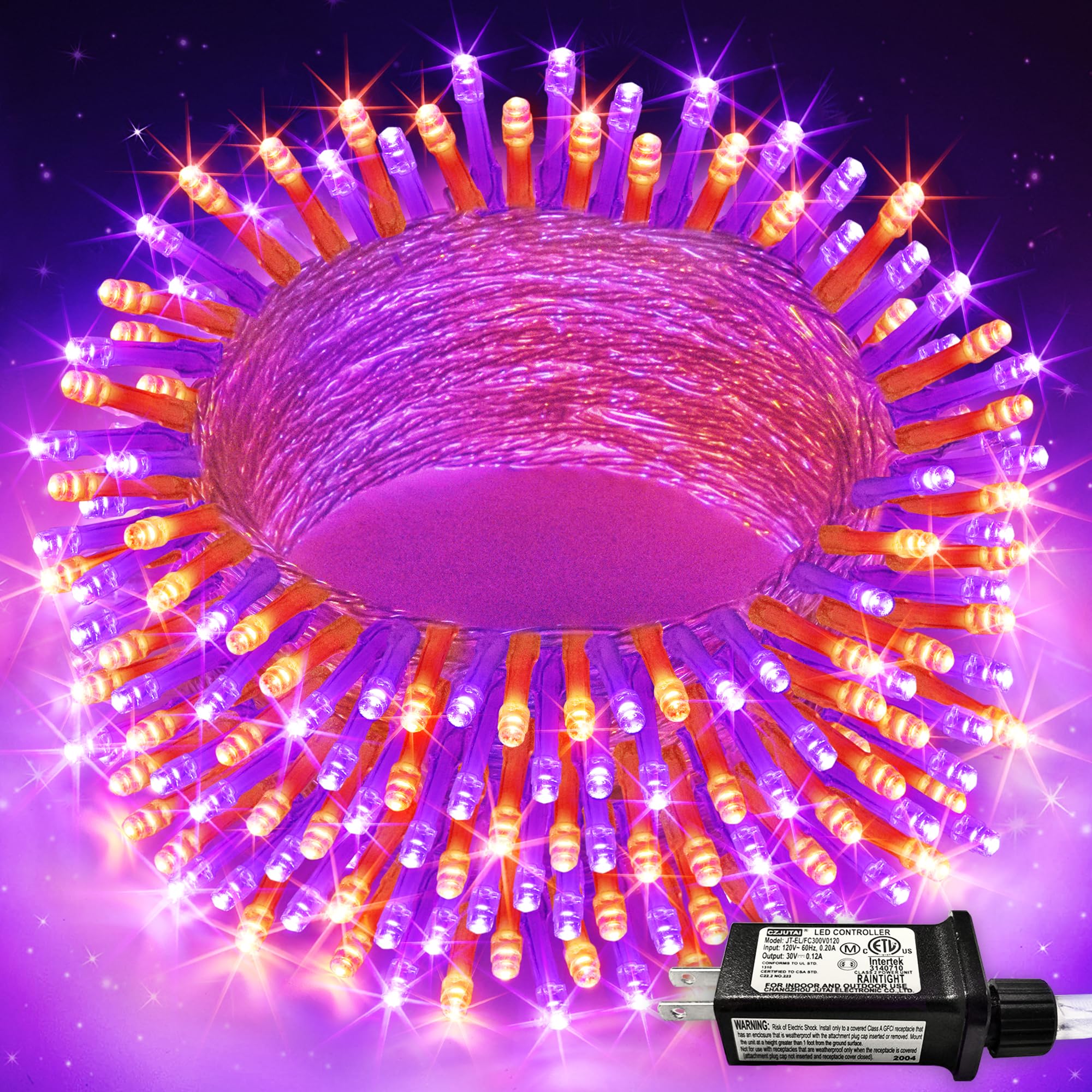 Jmexsuss 200 Led Halloween Lights Outdoor, 66Ft Purple Orange Lights For Halloween Decorations, Halloween String Lights Indoor F