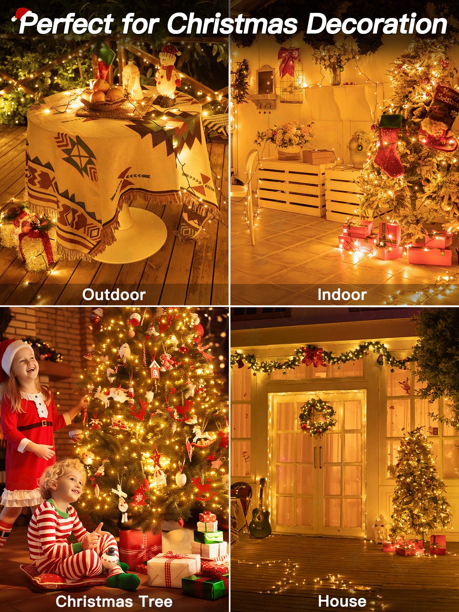 Guhope Christmas Lights 66Ft 200 Led  Christmas Tree Light With 8 Lighting Modes  Outdoor Waterproof String Lights With Remote And Timer  Fairy Light For Holiday Decor (Warm White)