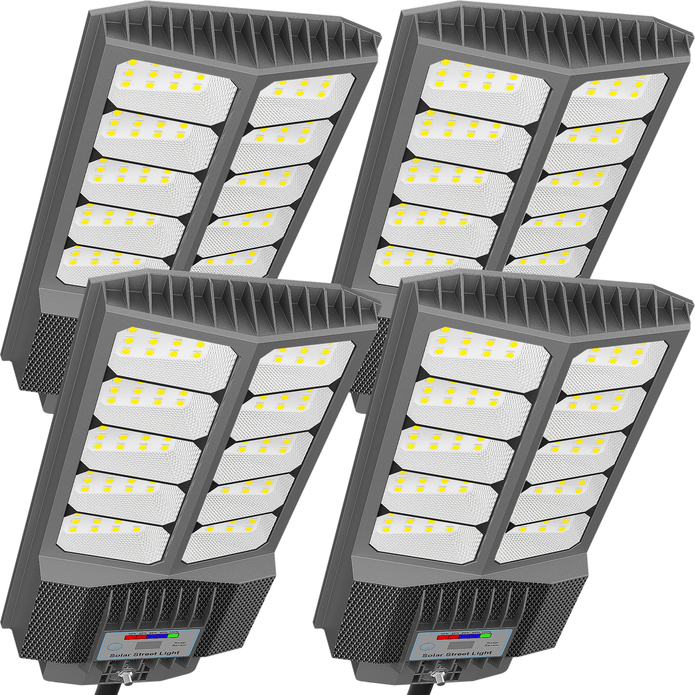 loyoele Solar Street Light with Pole Mount, Dusk-to-Dawn Outdoor LED, 300000 LM, 7000K IP67 Waterproof, Adjustable Modes, for Ya