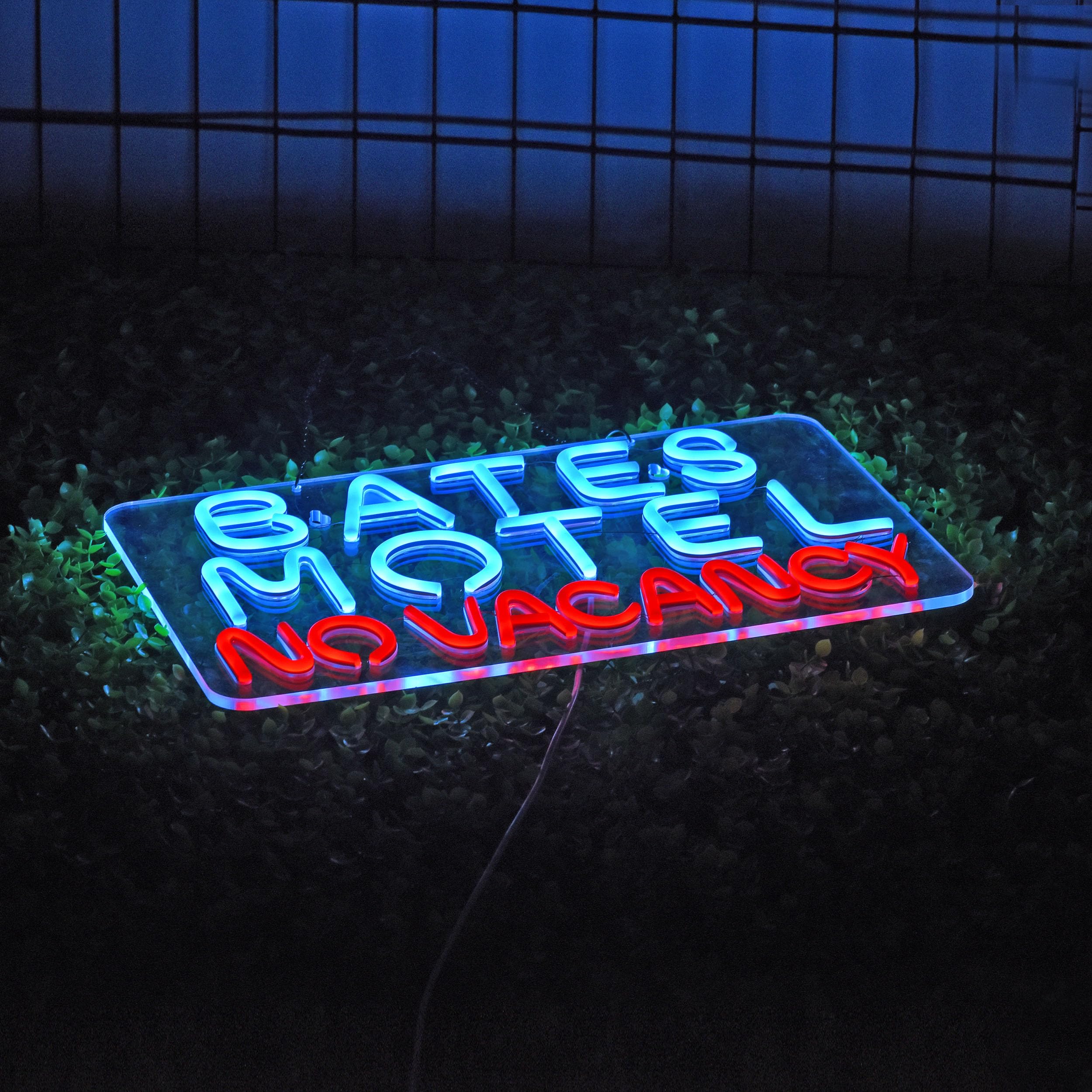 Geewkooy Dimmable LED Neon Sign, USB Powered Wall Decor, 17x10 inches, Blue+Red, Acrylic