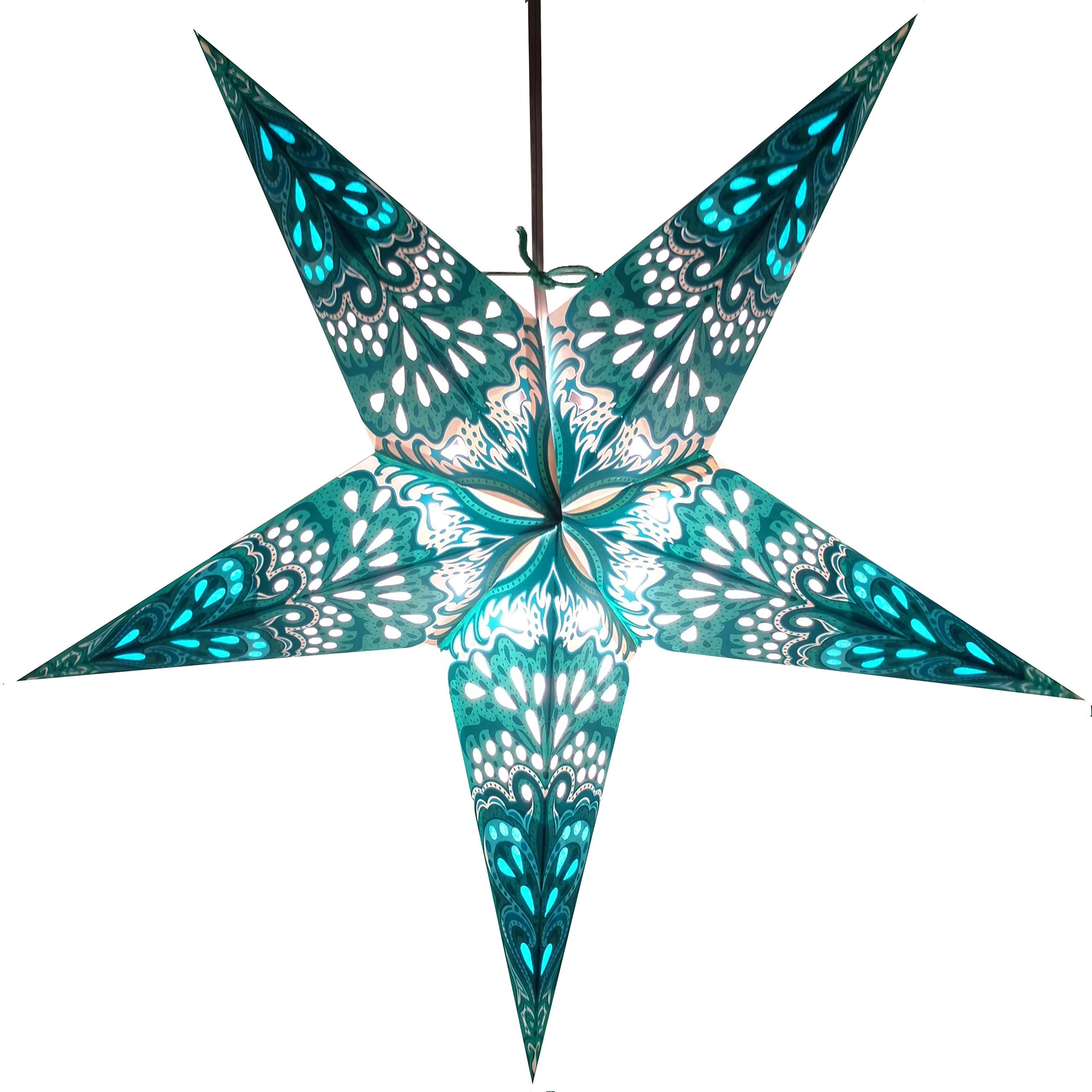 Hometown Evolution, Inc. Turquoise Charm Paper Star Lantern With 12 Foot Power Cord Included