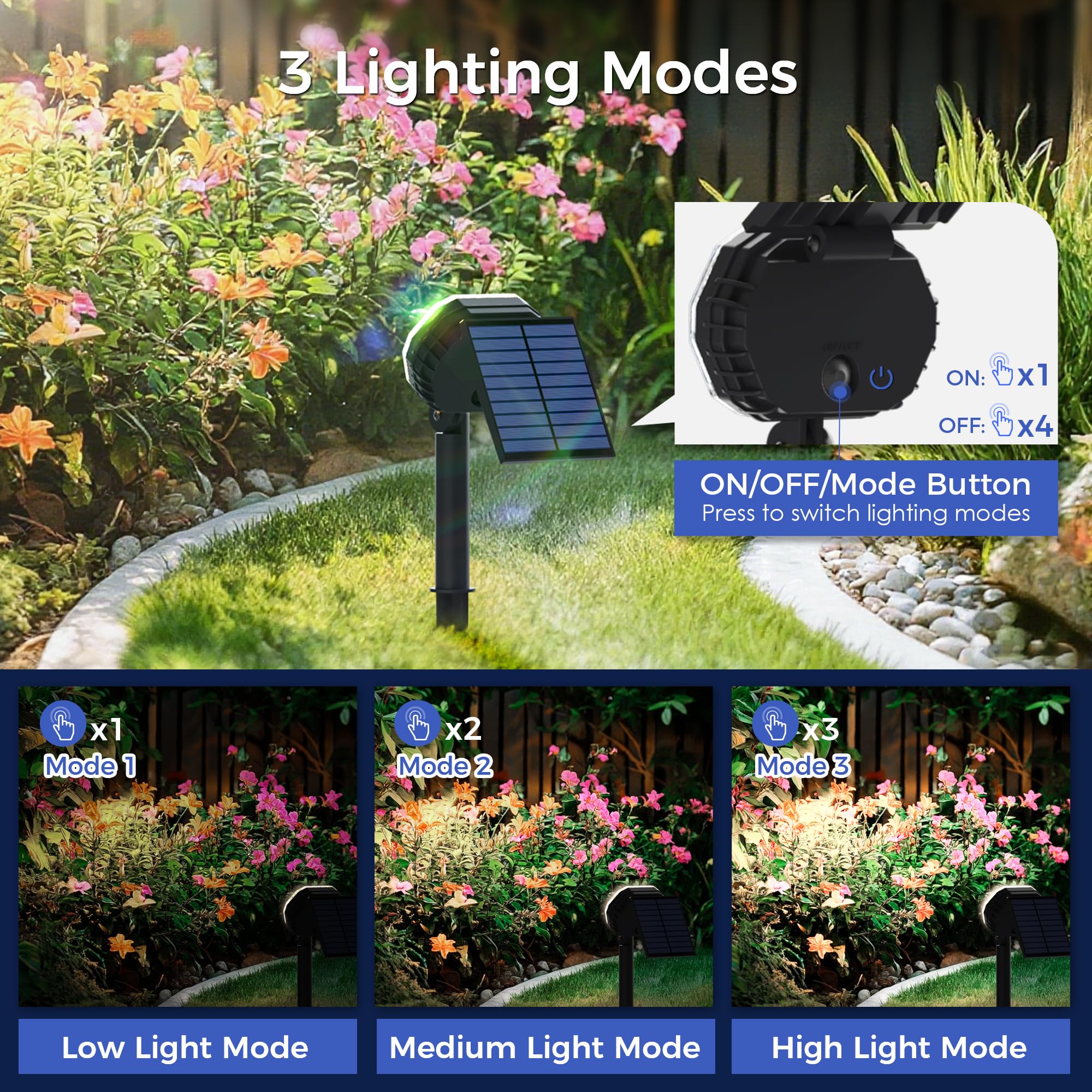 Solar Spot Lights Outdoor Waterproof Ip65  3 Modes Solar Lights Outdoor 35 Led Landscape Lighting  Spot Uplights For Garden Patio Yard Walkway Driveway House Backyard  6 Pack Neutral White(4000K)