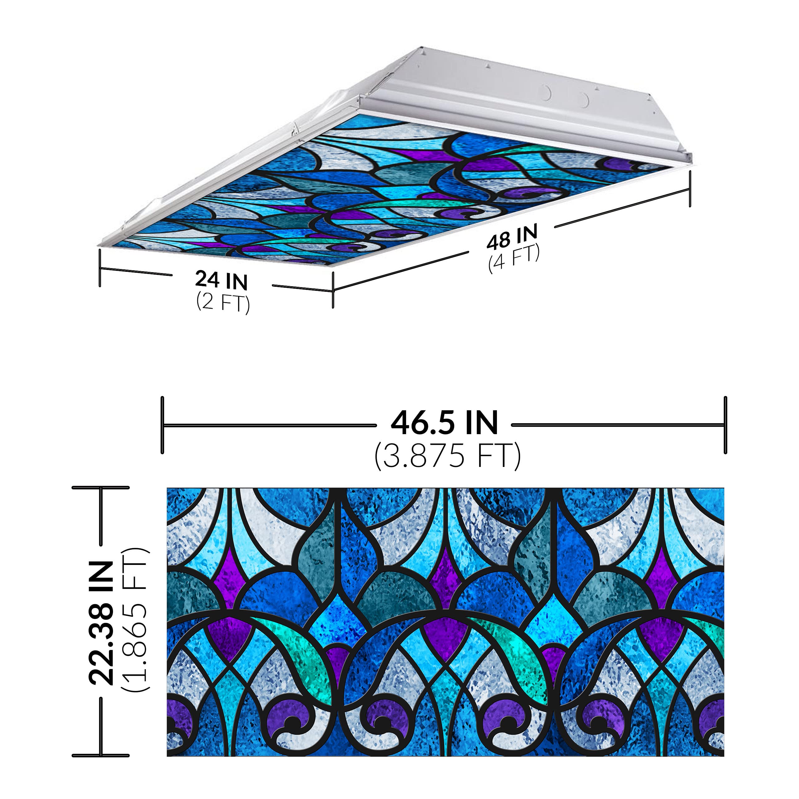 Fluorescent Light Cover For Classroom Ceiling Lights - Premium Backlit Film Insert 2X4 (22.38''X46.5'') Florescent Fixture (Pack