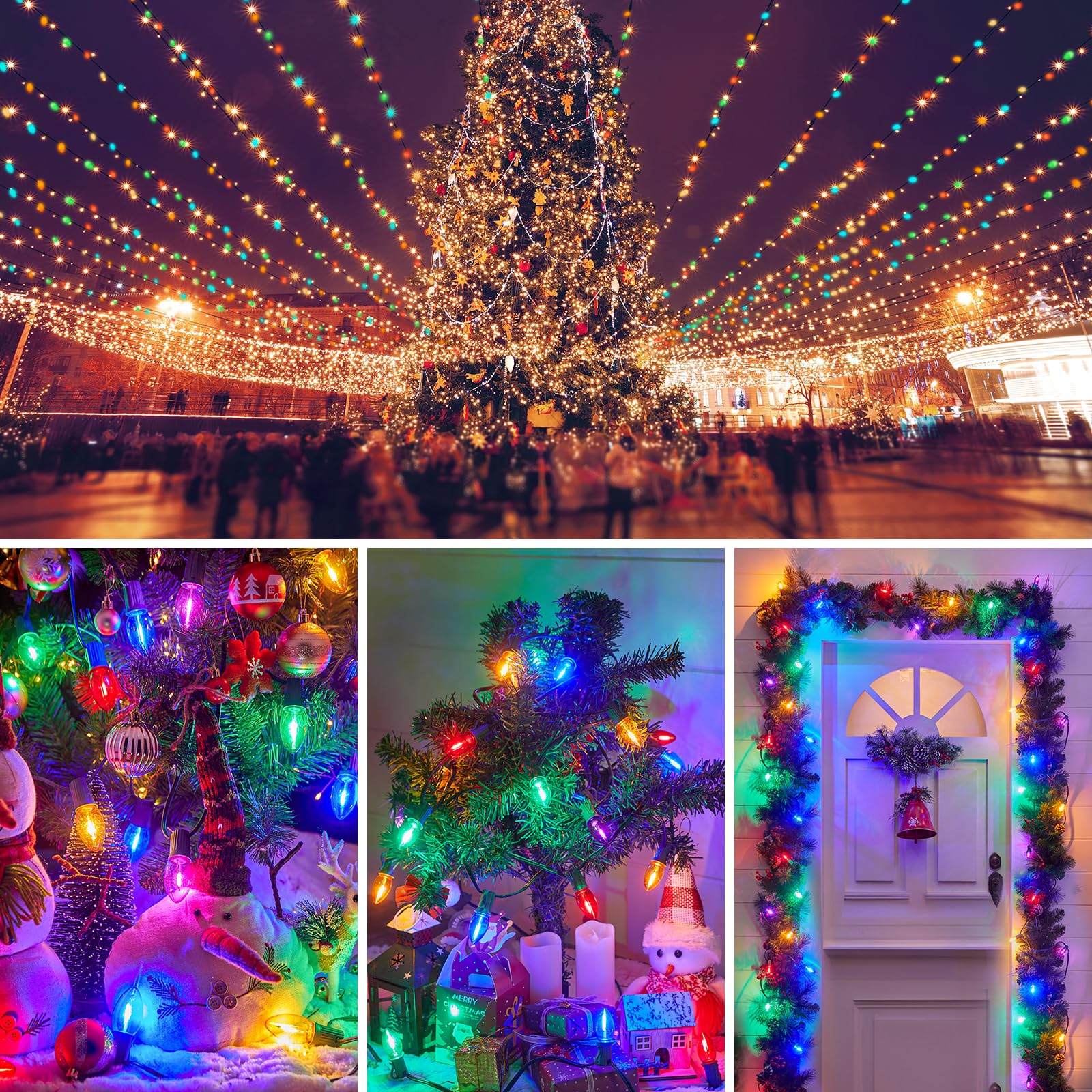 50 Pack C7 Multicolor Led Christmas Light Bulb  Waterproof C7 Replacement Bulbs For Outdoor Indoor Christmas String Lights  E12 Candelabra Base  Commercial Grade Holiday Bulbs For Decor Lighting