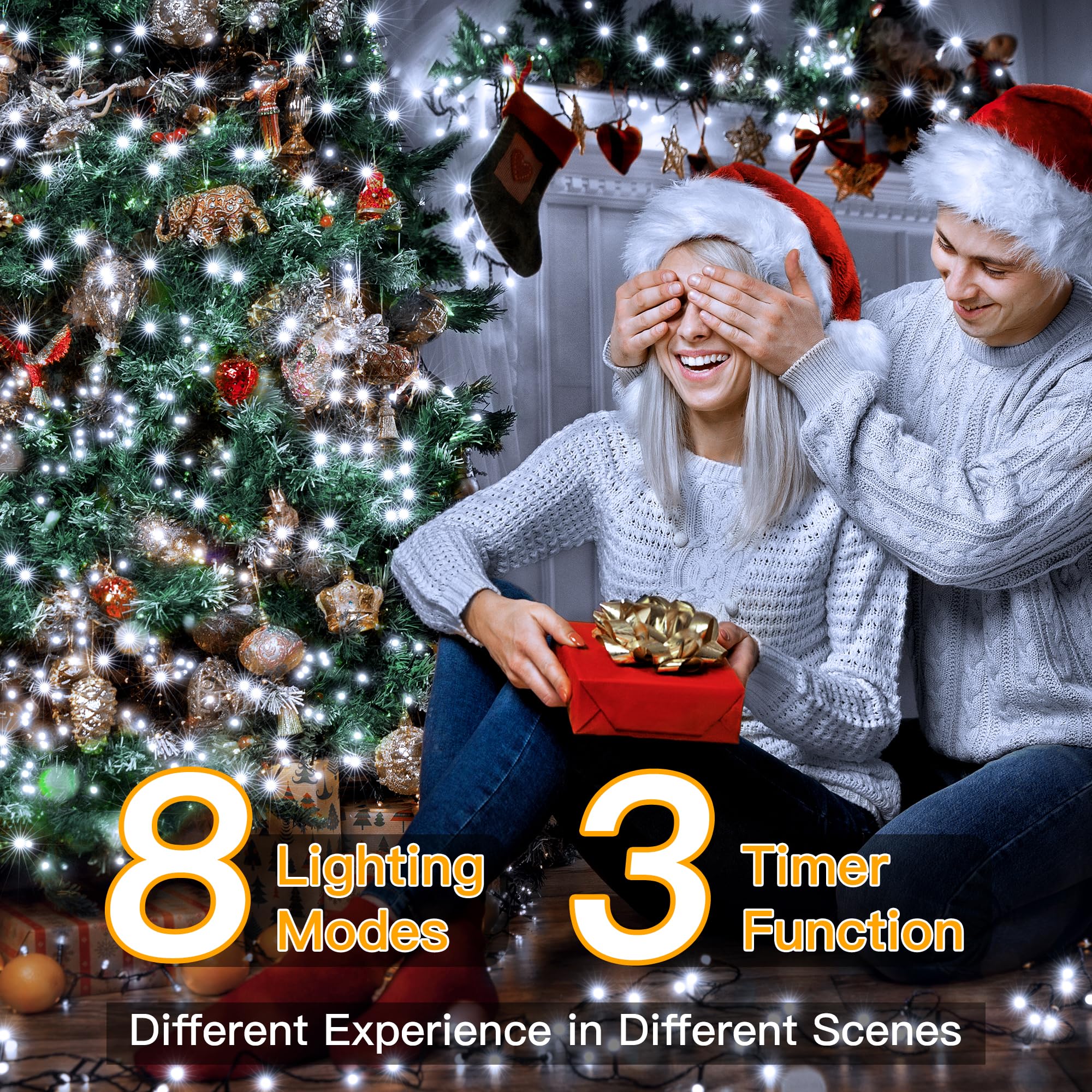 Ollny Christmas Lights, 500Led 164Ft Waterproof Cool White Tree Lights With Remote Timer, Model Hg-29V501C, 8 Modes For Outdoor Decor