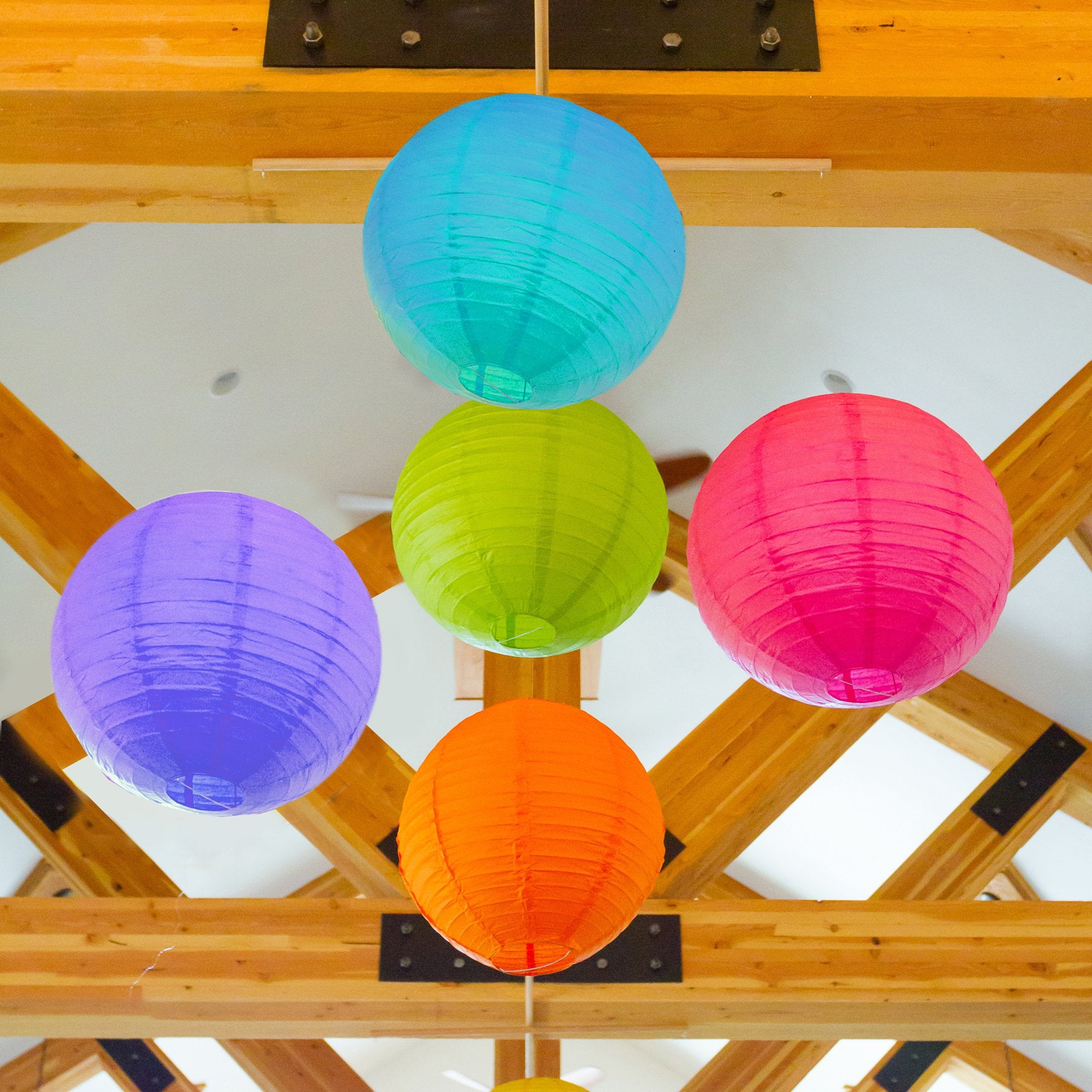 Lumabase Round Paper Lanterns - Multicolor, 10'' Lanterns, 5 Count, 78905