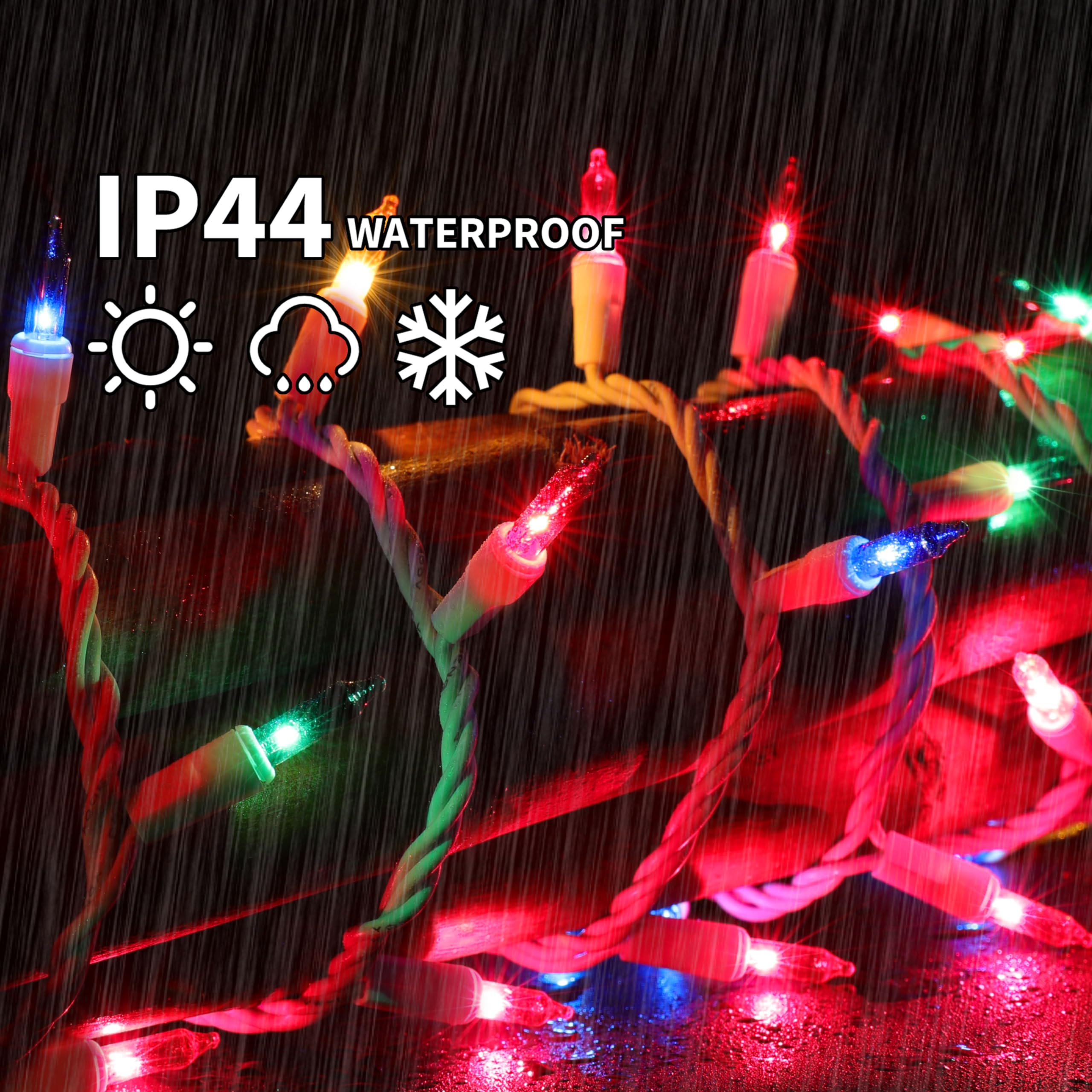 Lamphome Multicolour Christmas Lights Set 100 Count 19.6 Feet Incandescent Bulb Mini String Lights For Indoor Christmas Tree Garland Birthday Wedding Party Festival Decoration, White Wire