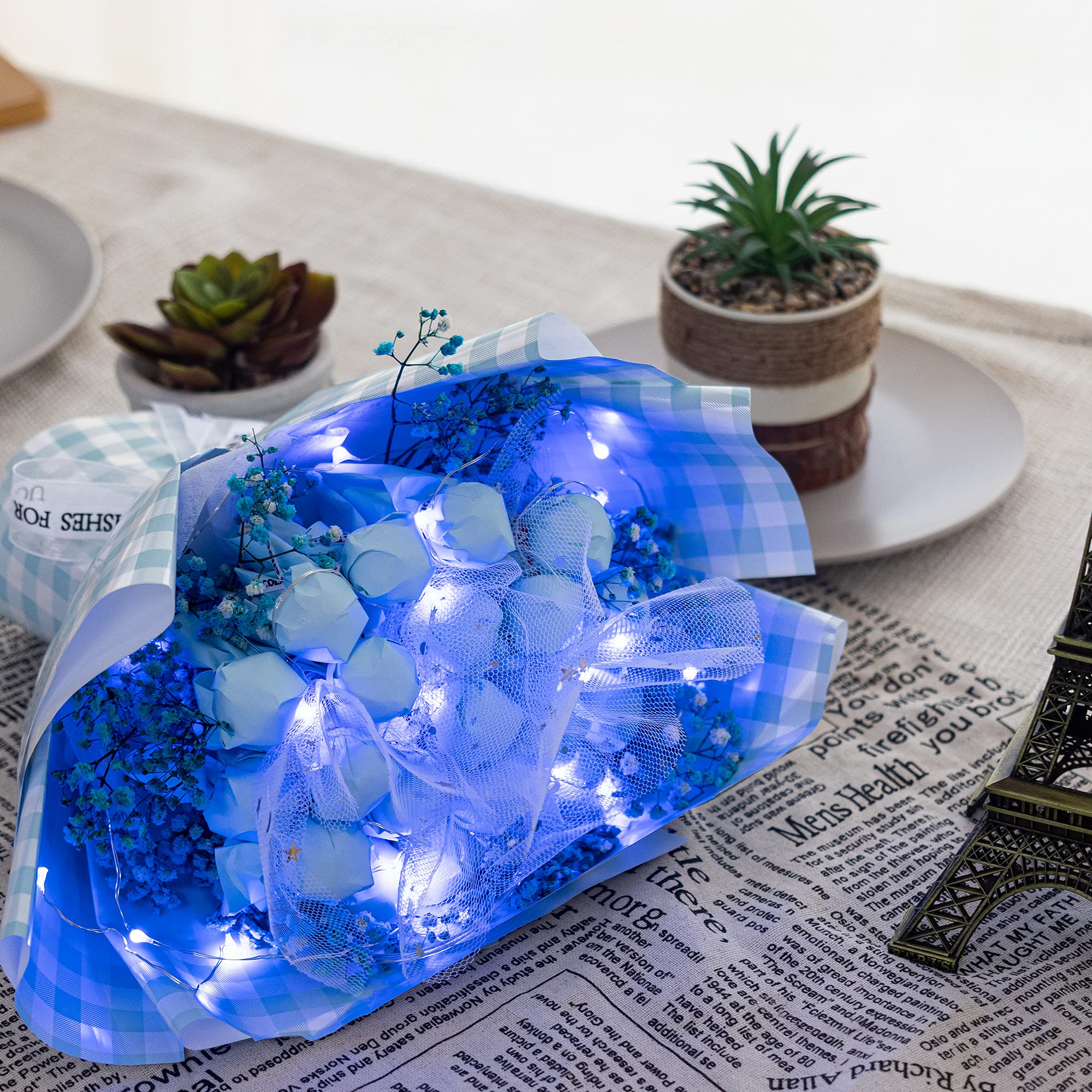 Itart Micro Led Blue String Lights 8 Packs Fairy Lights Battery Operated 6Ft 20 Led Ultra Thin Silver Wire Waterproof For Costume Craft Party Clothes Jellyfish Halloween