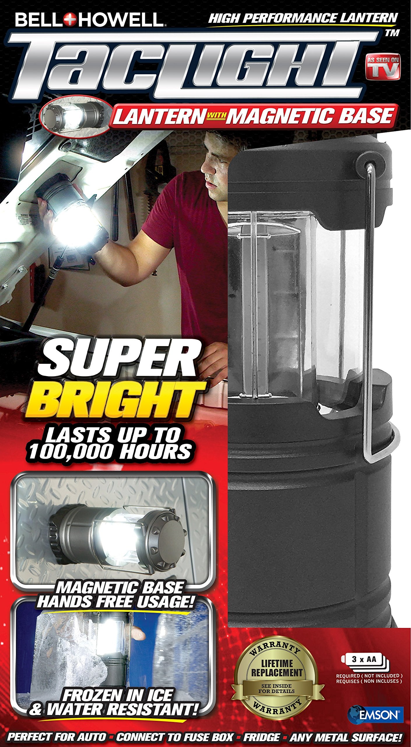 Bell + Howell Taclight LED Lantern 8 with Magnetic Base Portable Super Bright Light LED Collapsible Camping Light and Outdoor To