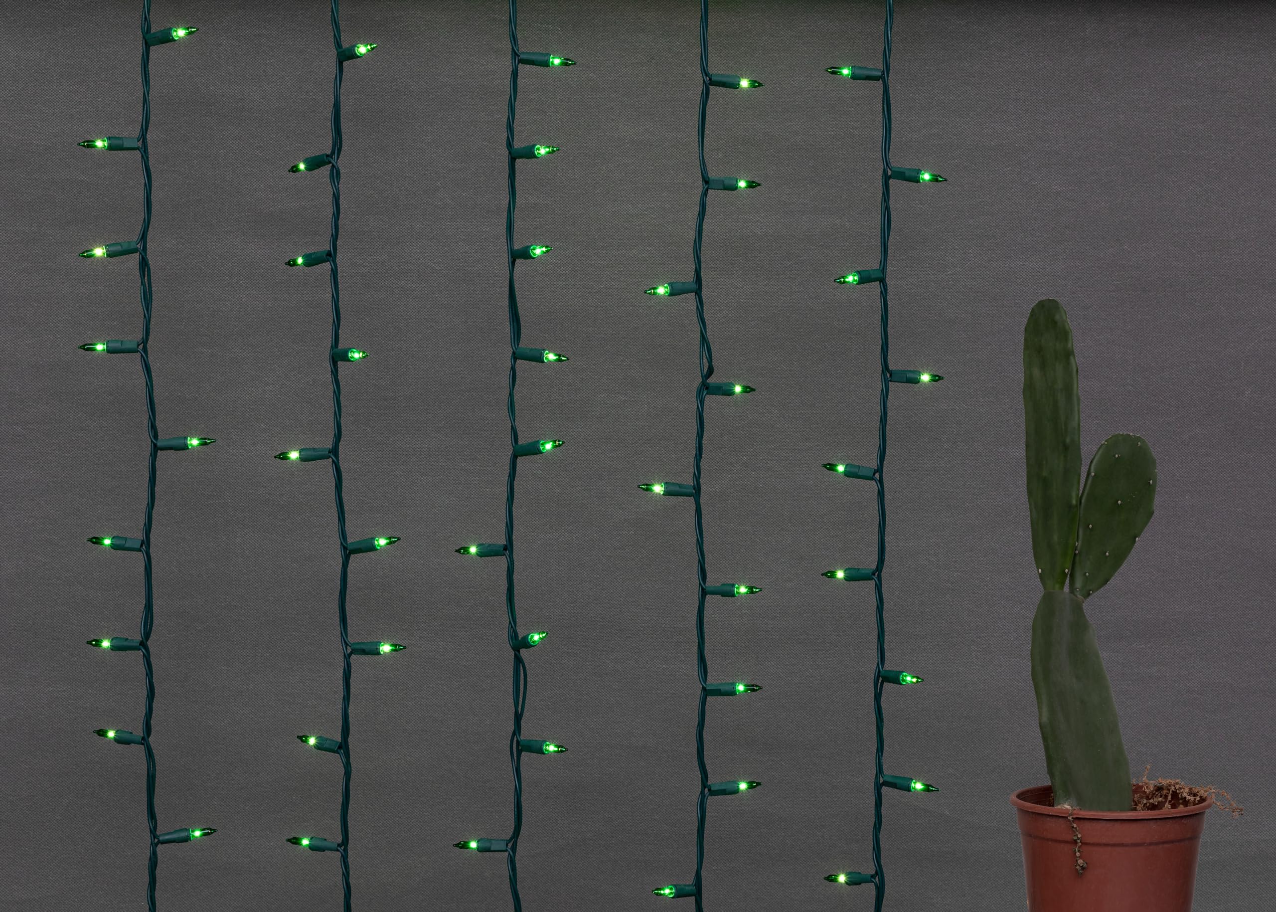 Brite Star 100 Count Mini String Christmas Lights, Green - 22 Feet Indoor/Outdoor Christmas Tree Lights With Green Wire