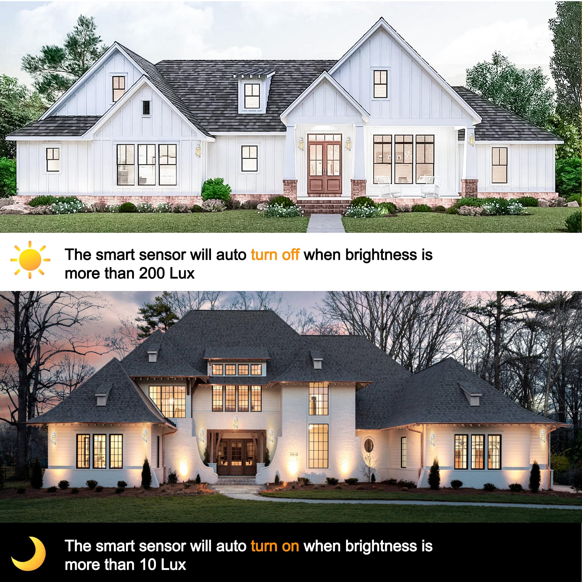 Partphoner Modern Outdoor Light Fixtures Dusk To Dawn Outdoor Lighting 2 Pack  15  Exterior Wall Sconce Waterproof Outside Porch Light For House With Water Glass For Garage Doorway Silver