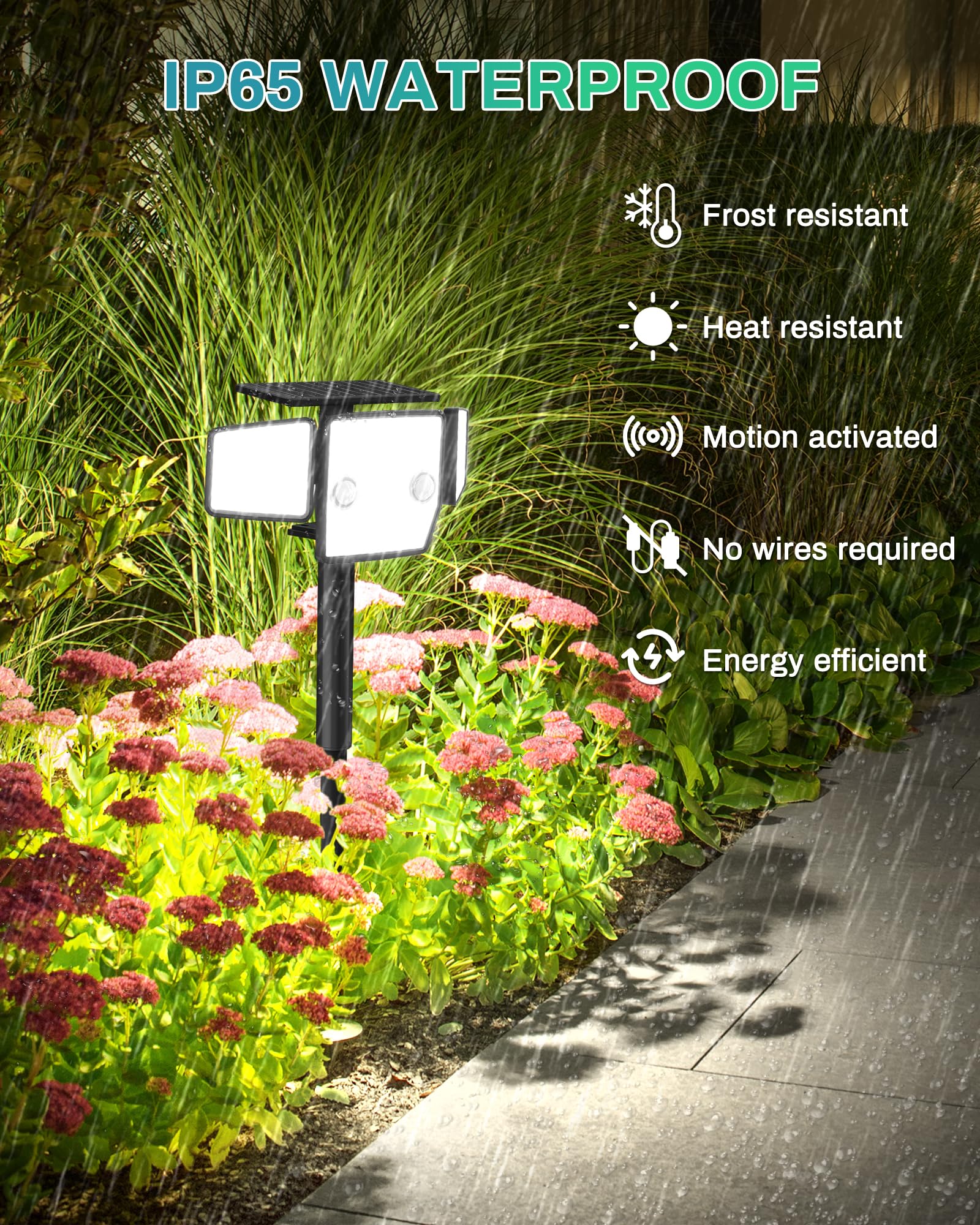 Haaray Solar Outdoor Lights With Stakes, 2500Lm 180 Pir Motion Sensor, 360 Illumination, 3 Lighting Modes, In-Ground Or Wall Mou