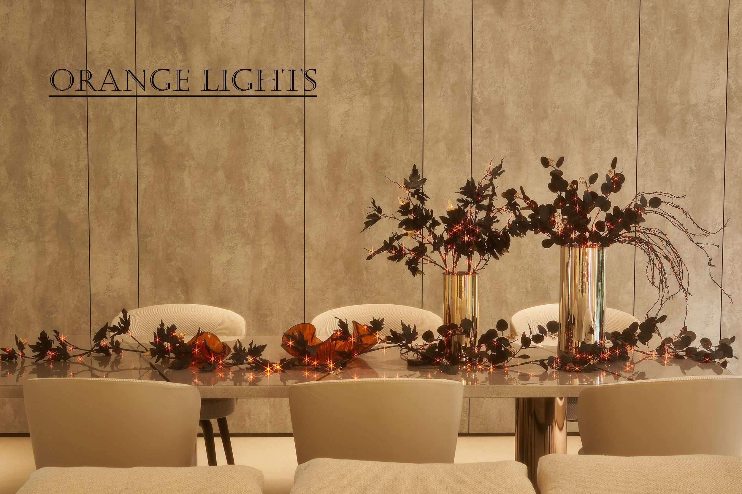 Litbloom Black Tree Branches With Lights 32In Battery Operated With Timer  Lighted Halloween Maple Branches With 120 Orange And Warm White Led Lights For Fireplace Table Halloween Decoration