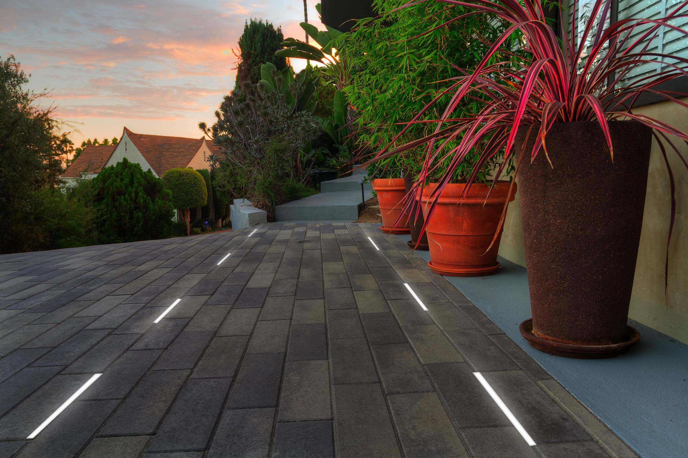 Lumengy Paver Light Slim 0.5X14 Inch Glare-Free Steel Brick Lighting For Pavers, Walls, Driveway & Pathway Borders 5000K Warm Wh