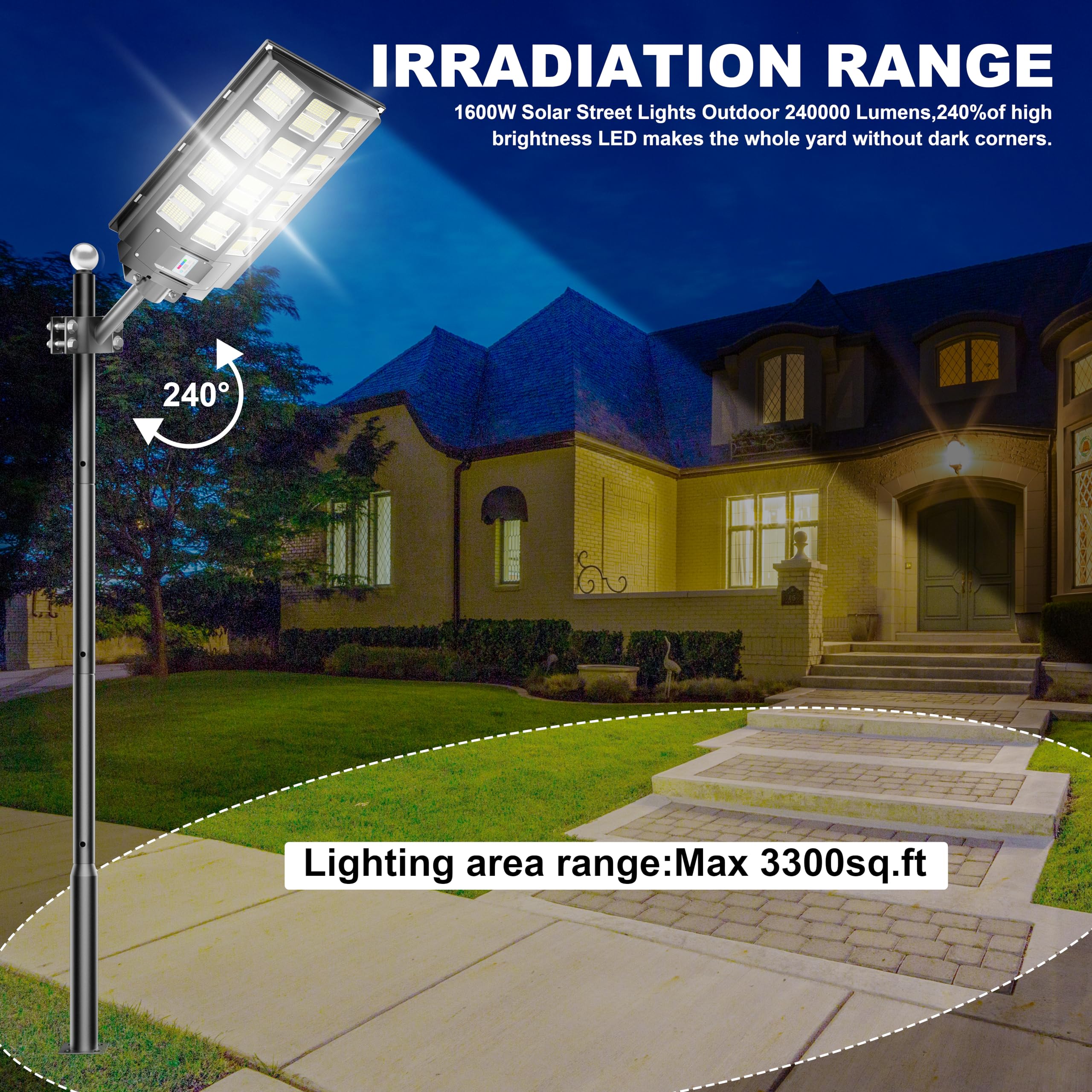 Jadisi 6800W Solar Street Light, Solar Street Light Outdoor Waterproof Ip67 240000 Lumens, Solar Parking Lot Lights,Dusk To Dawn,4-Pack
