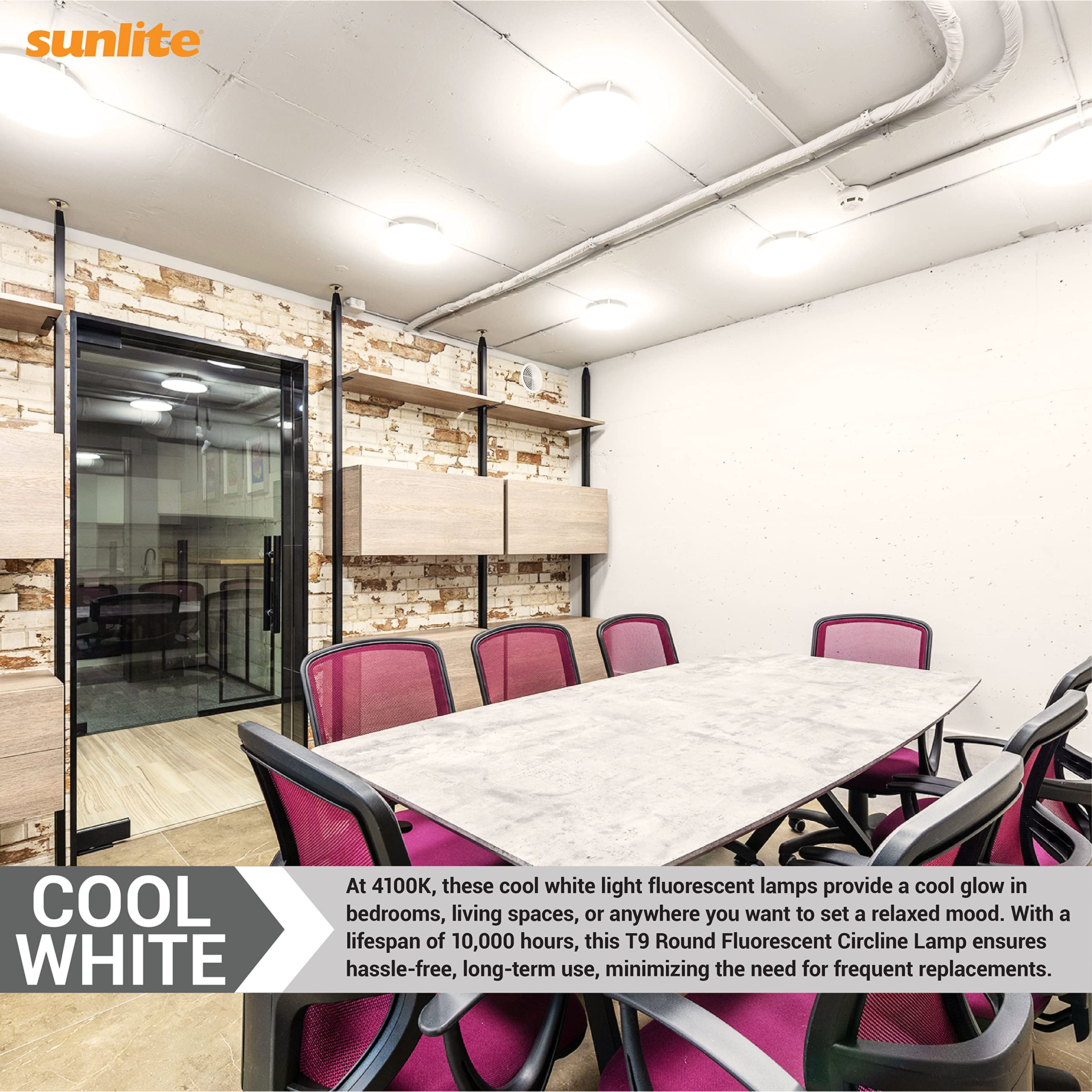 Sunlite 05030 FC12T9/CW T9 Round Fluorescent Circline Lamp, 32 Watts, 2100 Lumens, 4100K Cool White, RoHS Compliant, G10Q 4-Pin