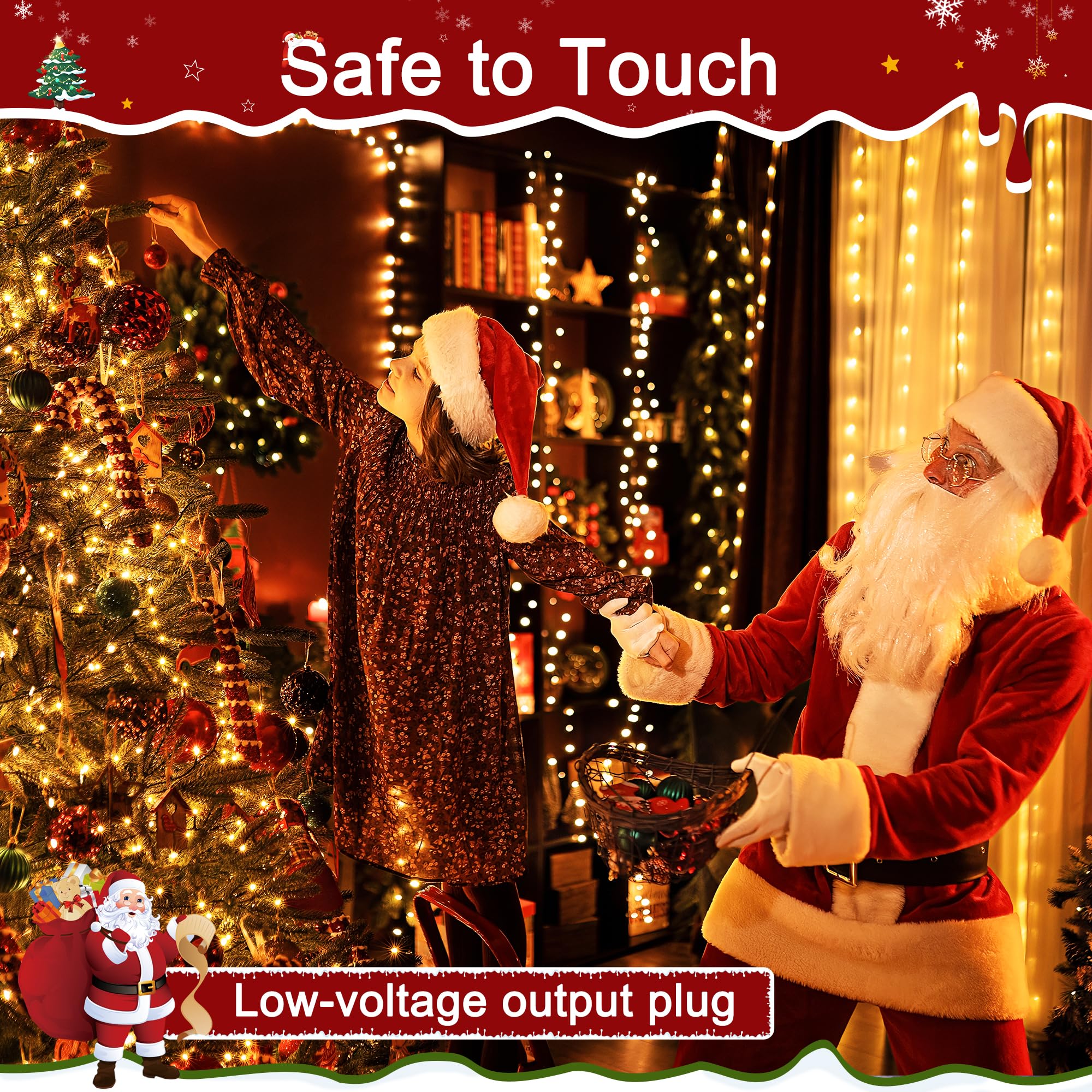 Ccinny 394Ft 1200 Led Christmas Lights Outdoor  Warm White Christmas Tree Lights Plug In  8 Modes Twinkle String Light For Bedroom Wedding Party Ceiling Xmas Home Decorations