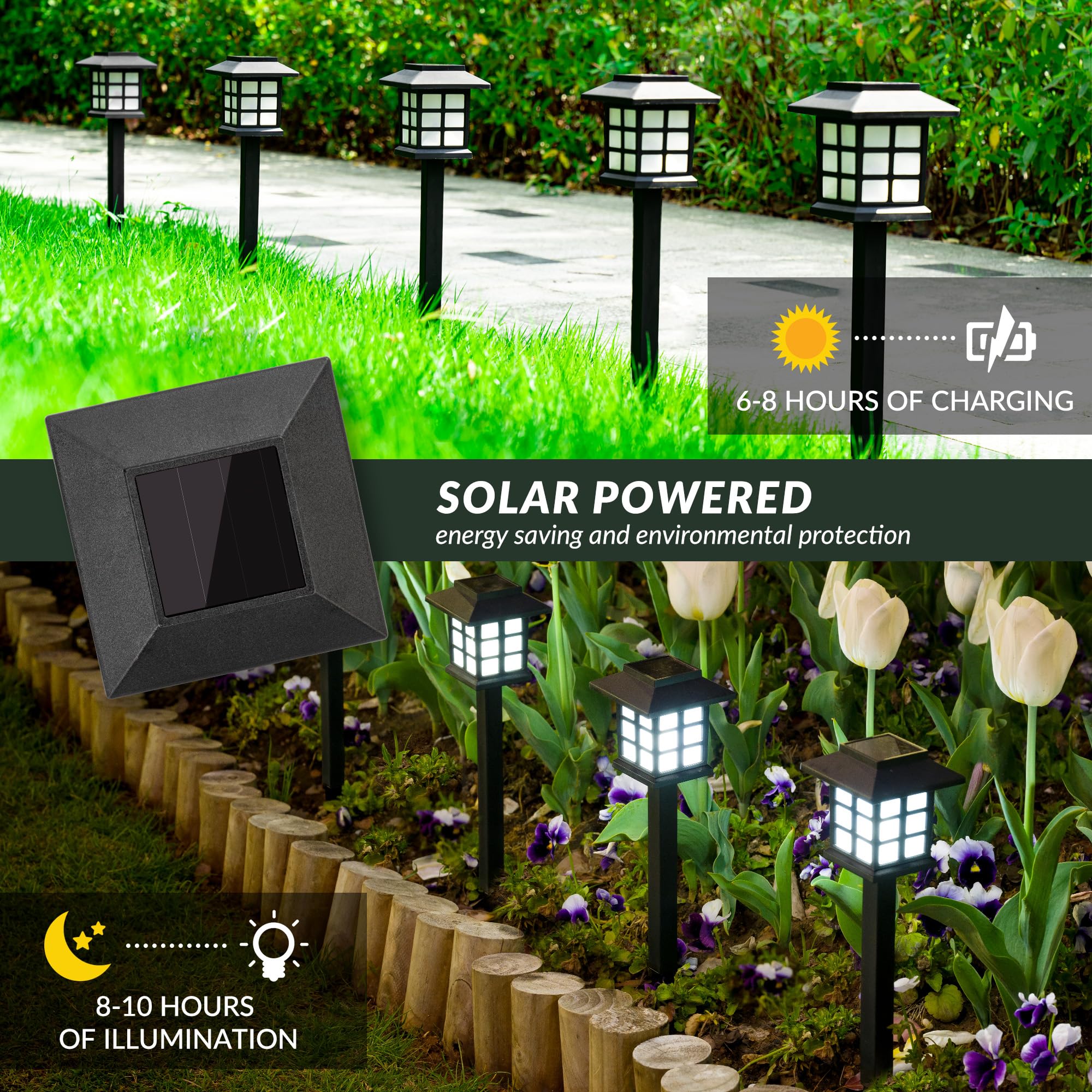 Solpex Solar Outdoor Lights,12 Pack Solar Path Lights, Solar Walkway Lights Outdoor, Solar Garden Lights, Solar Pathway Lights O