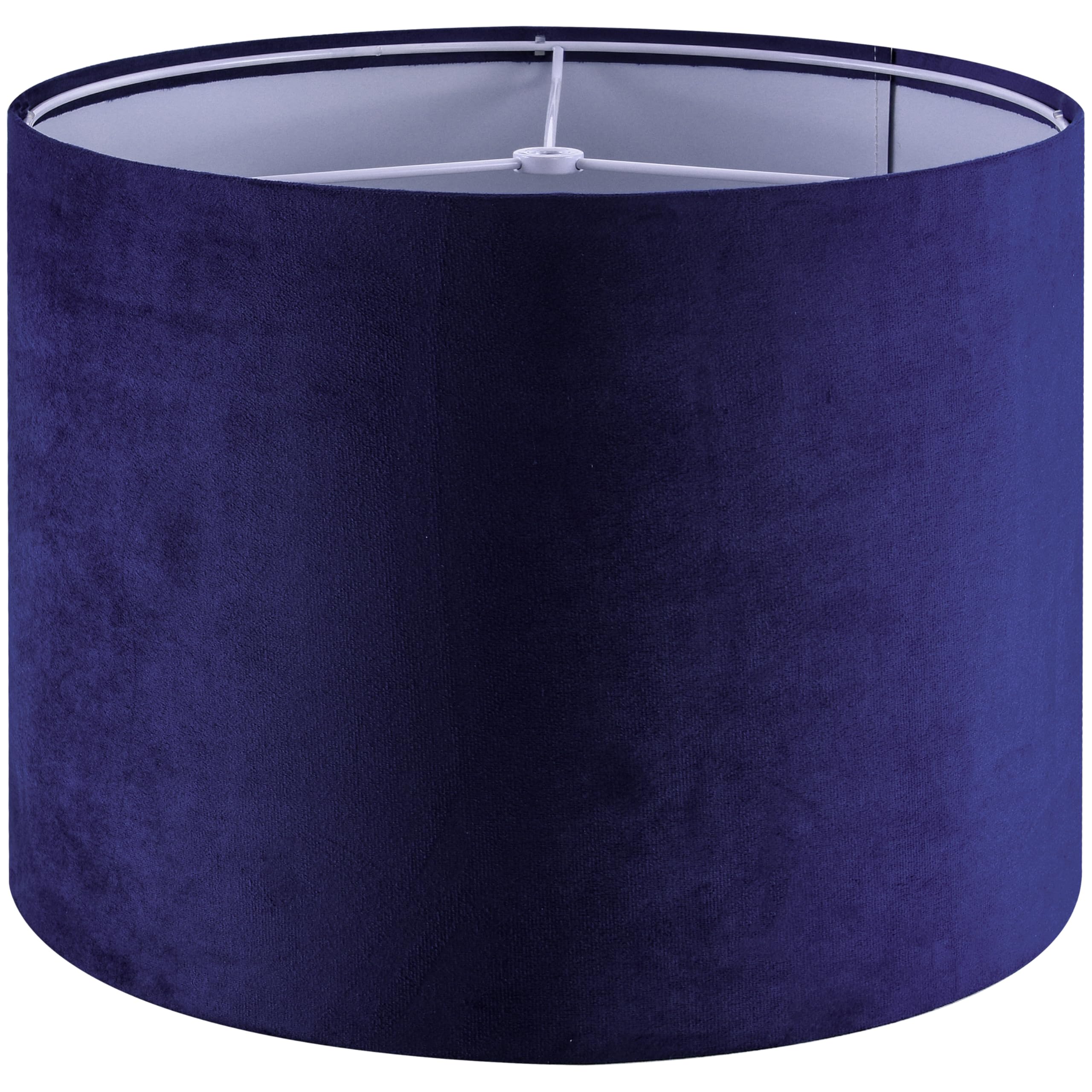 Dark Blue Velvet Drum Lamp Shade Modern Lampshade 13Top?13Bottom?10High(Spider) Medium Lamp Shade for Table & Bedside Lamp