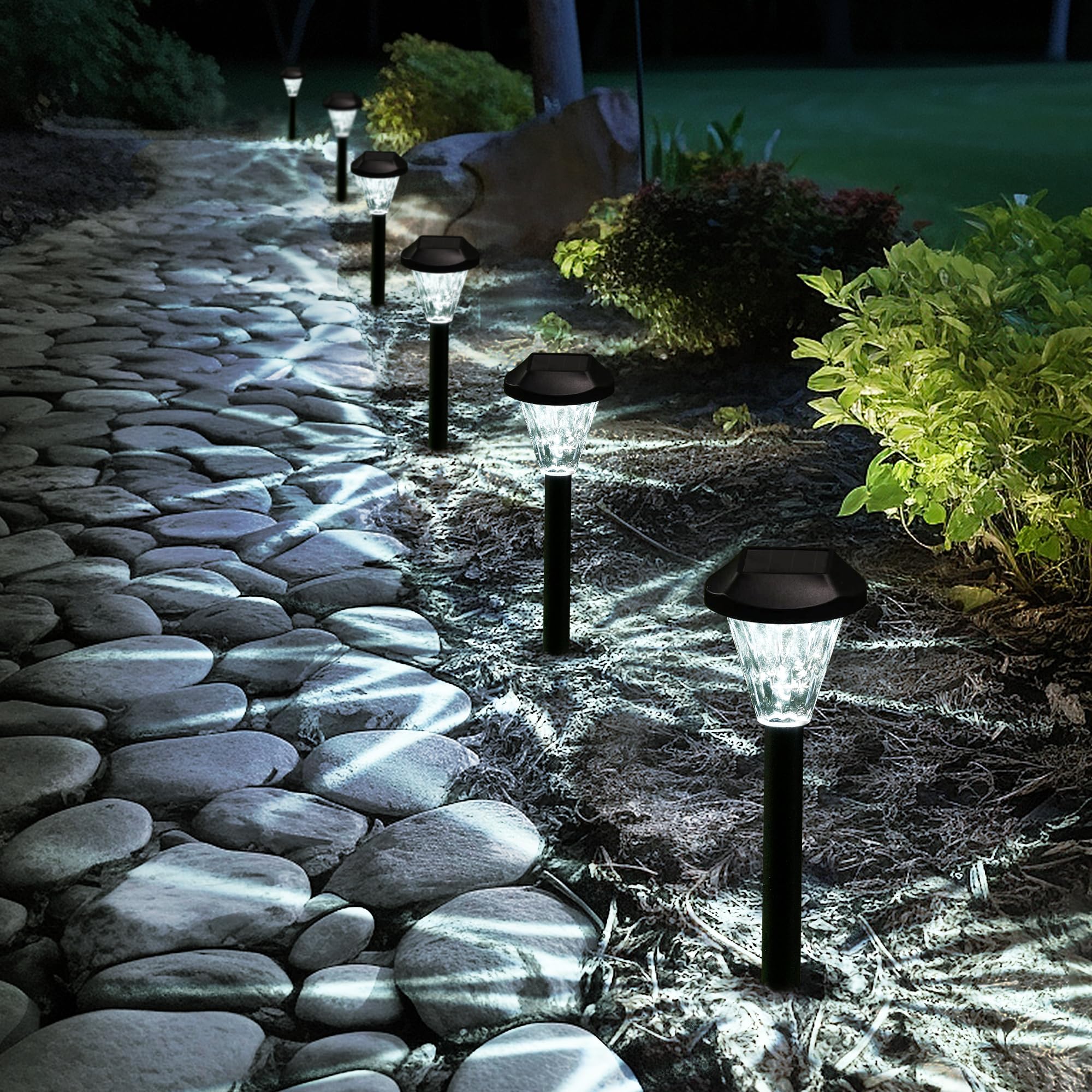 GIGALUMI 10 Pack Solar Lights Outdoor Waterproof,New Upgraded Solar Lights for Outside, Pathway Light for Patio,Lawn,Yard, Garde