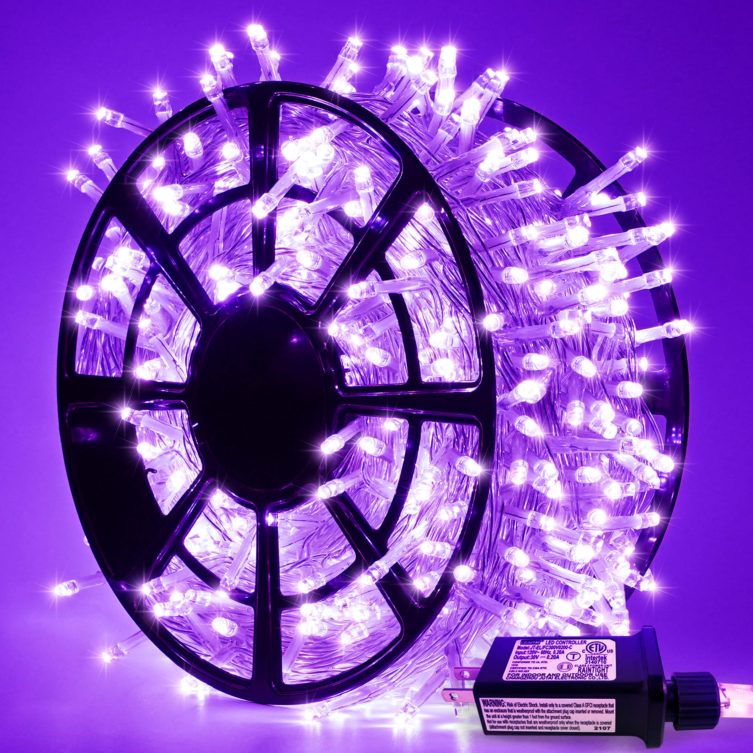 Jmexsuss 163 Ft 500 Led Purple Halloween Lights, 8 Modes Purple String Lights Indoor Outdoor Waterproof, Purple Christmas Lights