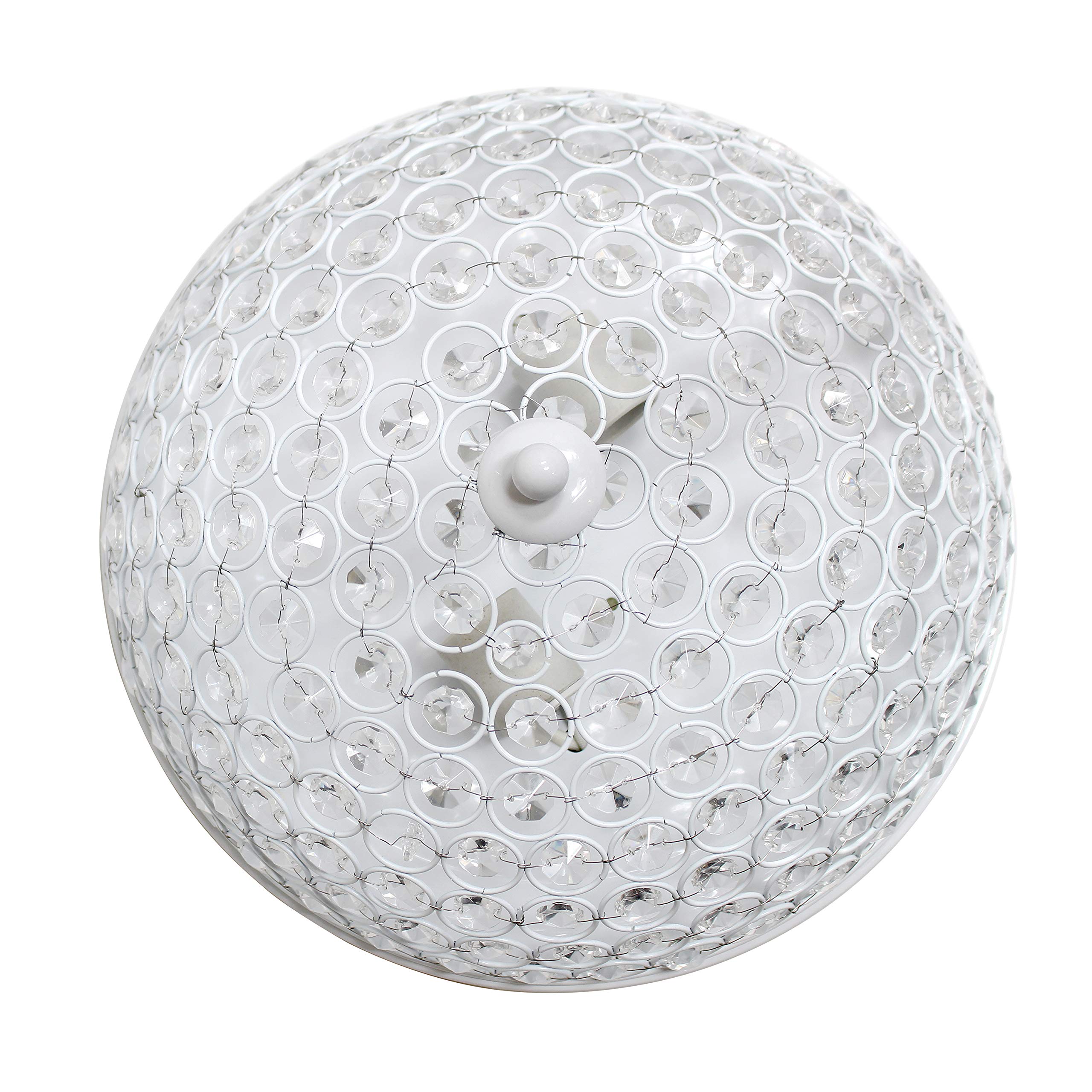 Elegant Designs FM1000-WHT Ceiling Flush Mount Light Fixture, 2-Light, Crystal, 13in x 13in x 6.5in, White