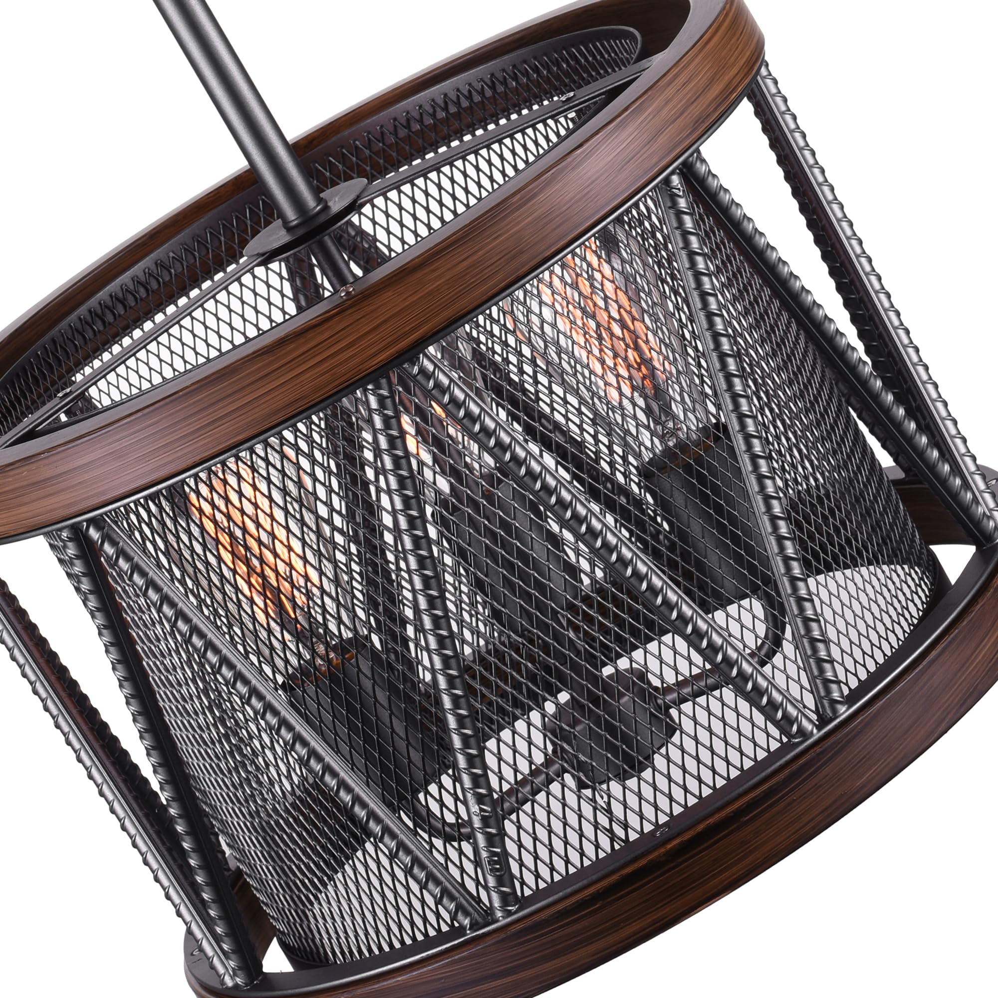 Cwi Lighting Pewter 3-Light Farmhouse Metal Chandelier With Drum Shade