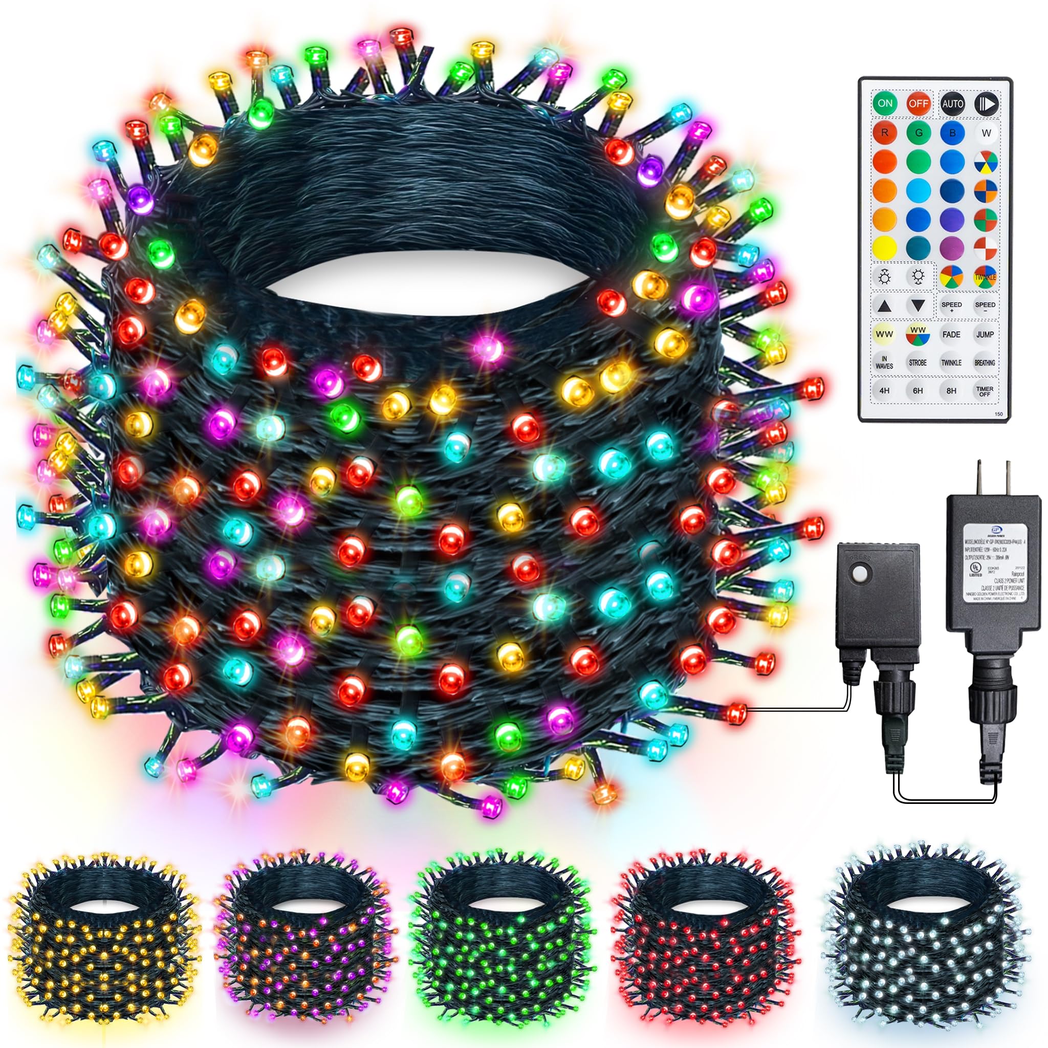 TW SHINE Color Changing Christmas Lights, 66 FT 200 LED Warm White & RGB String Lights with Remote, Waterproof, Outdoor & Indoor