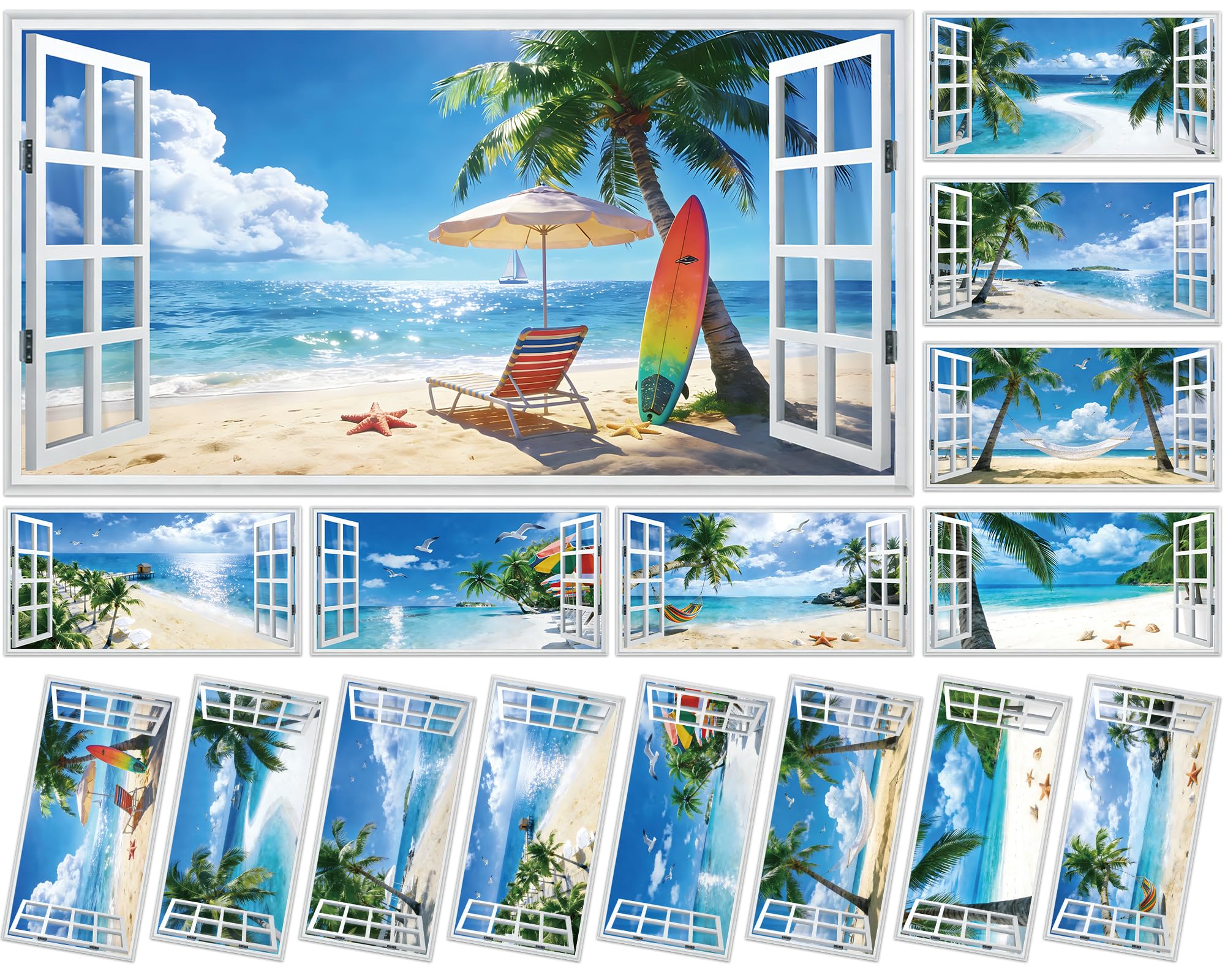8 Pcs Summer Beach Fluorescent Light Covers for Classroom Ceiling Light 4 x 2 Feet Magnetic Lights Cover Filter Easy Install for