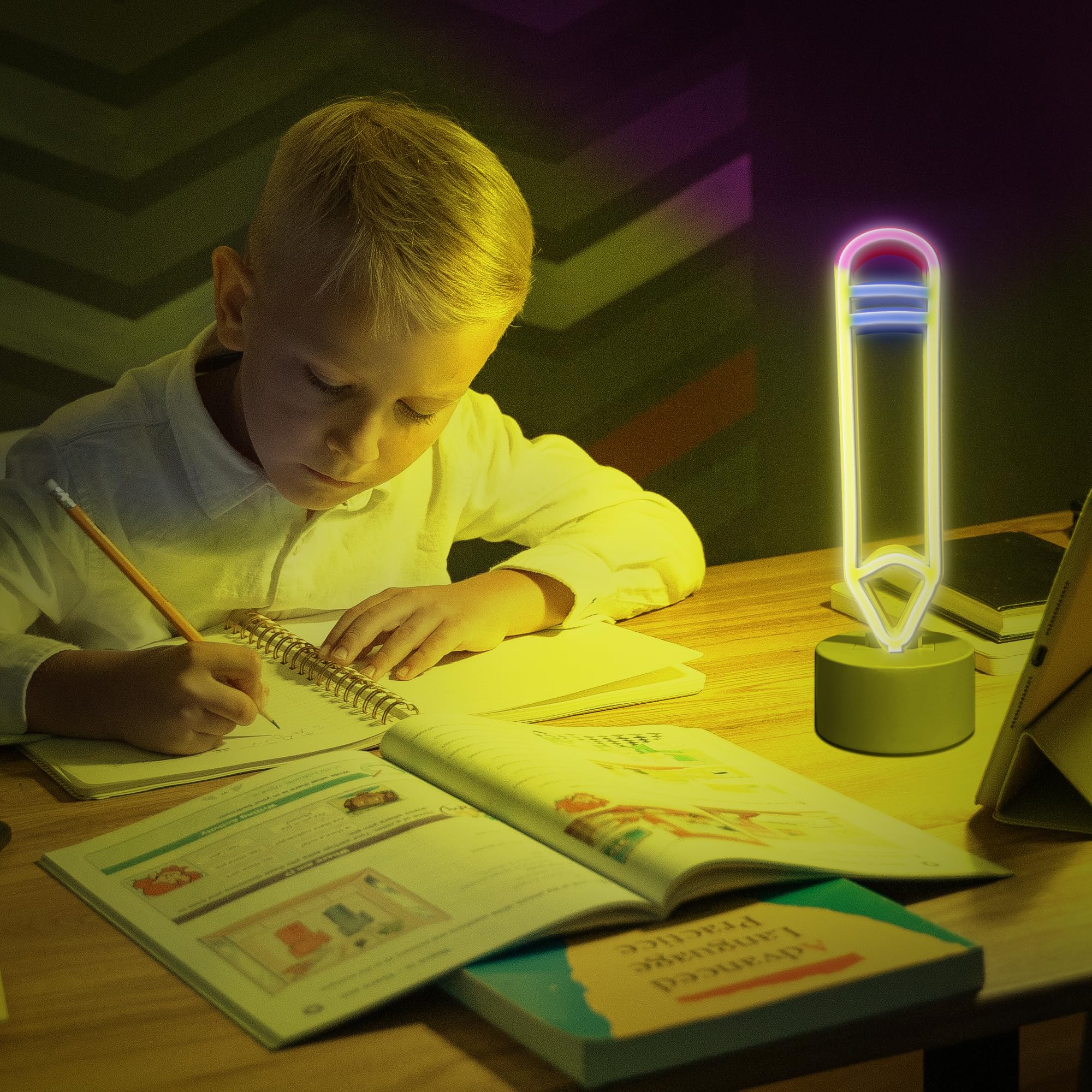 Lumoonosity Pencil LED Neon Sign - USB/Battery Powered Classroom Lamp - Plastic - Model NS-Pencil - Color: Pencil
